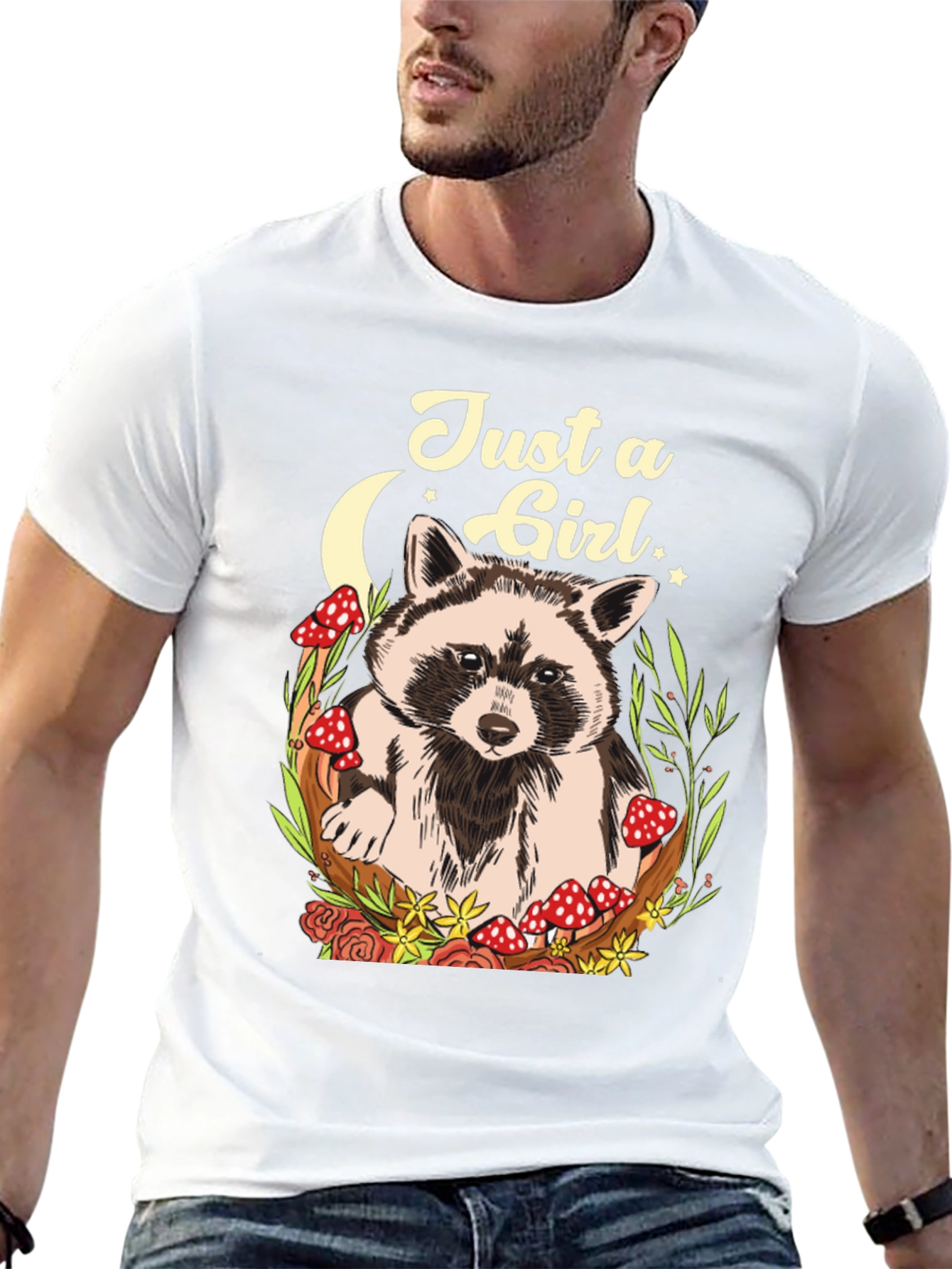 Just a Girl Raccoon Graphic T-Shirt