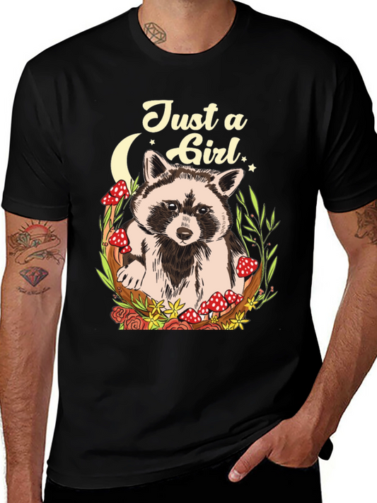 Just a Girl Raccoon Graphic T-Shirt