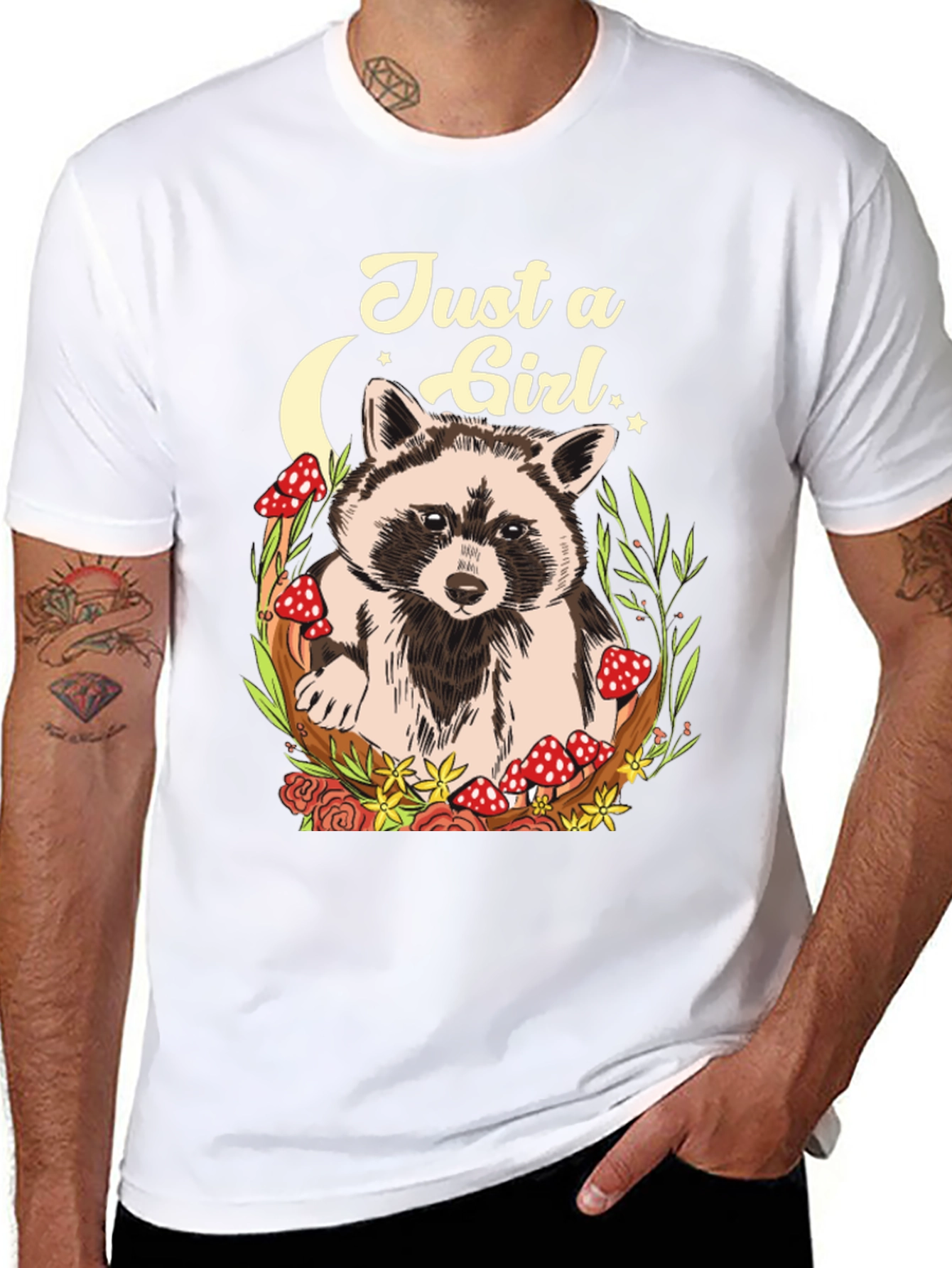 Just a Girl Raccoon Graphic T-Shirt