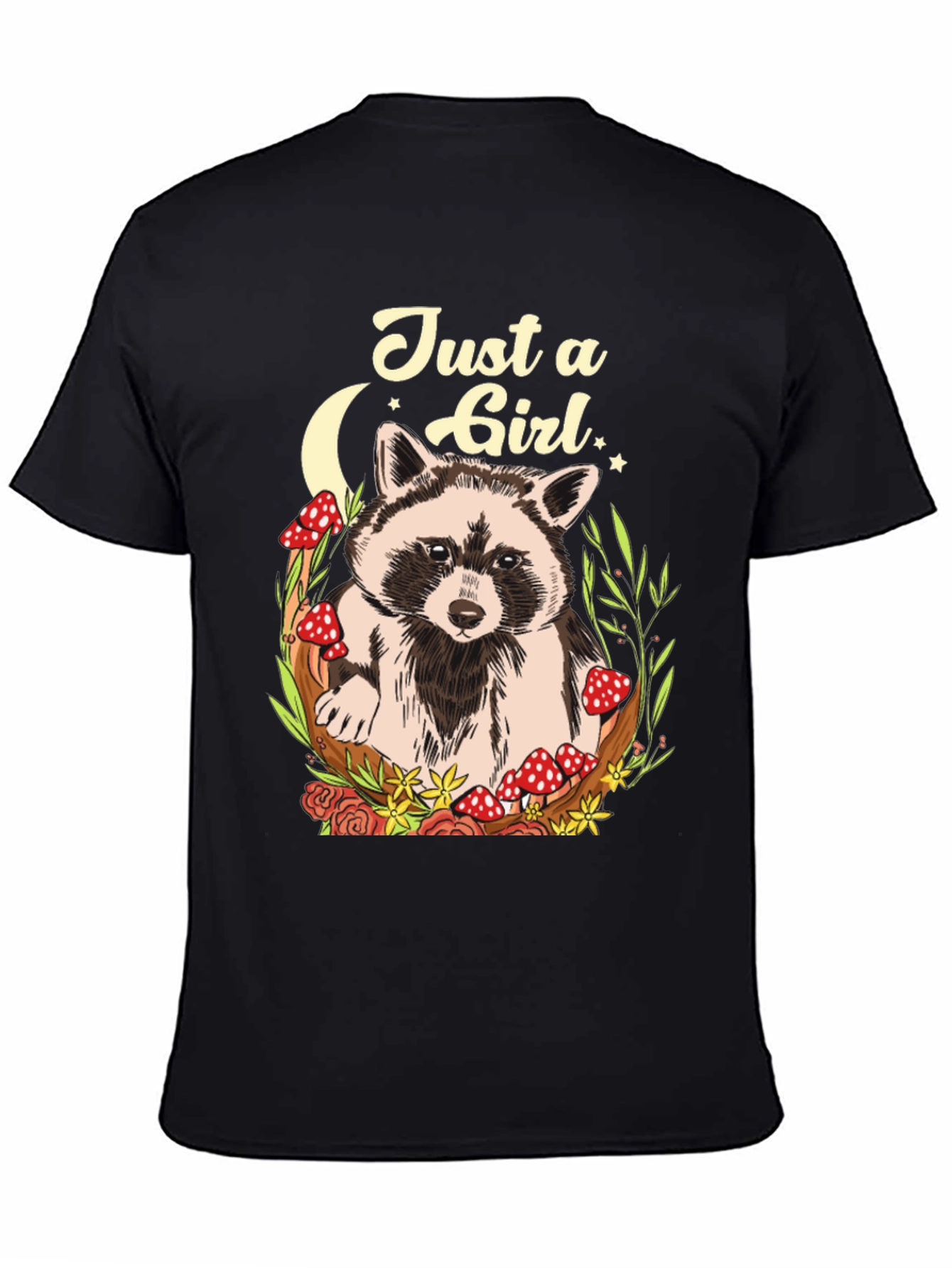 Just a Girl Raccoon Graphic T-Shirt