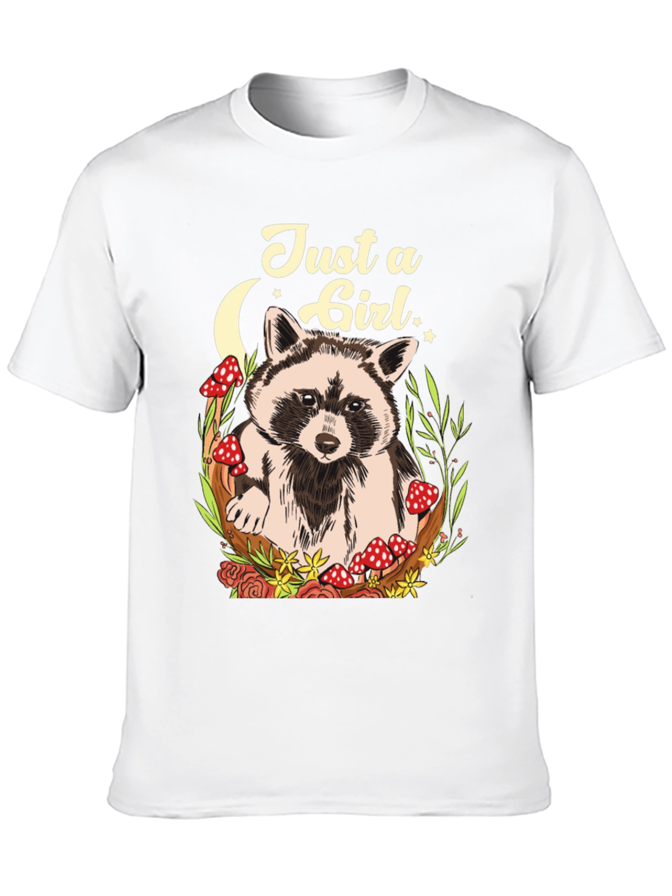 Just a Girl Raccoon Graphic T-Shirt