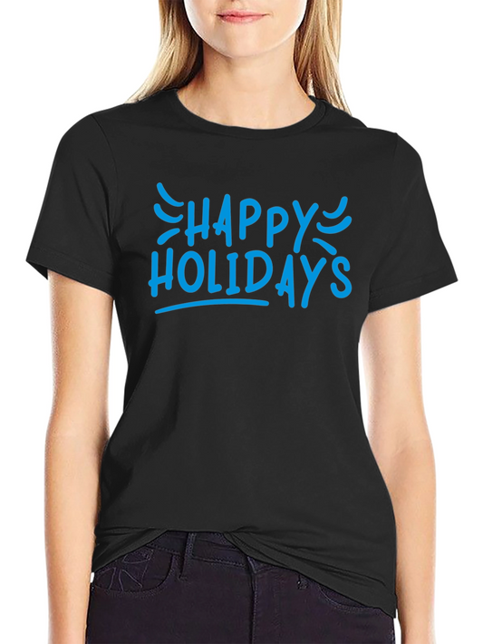 Happy Holidays Graphic Tee - Black Cotton