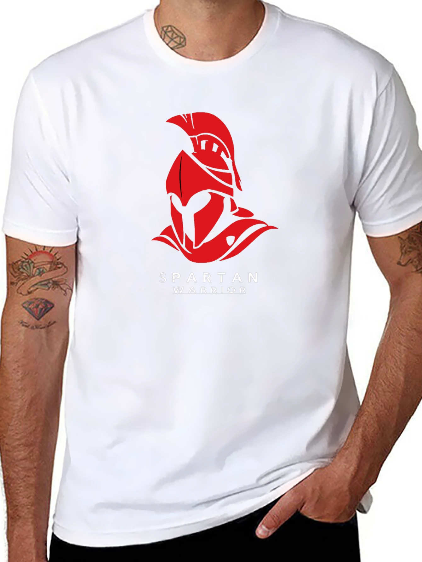 Spartan Warrior Graphic T-Shirt - Black Cotton Tee