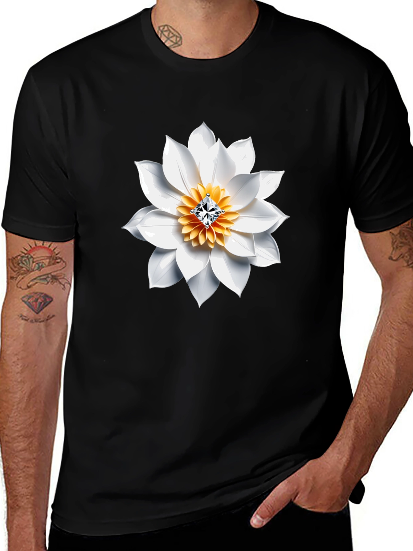 Floral Jewel Tee - Modern Mens Graphic T-Shirt