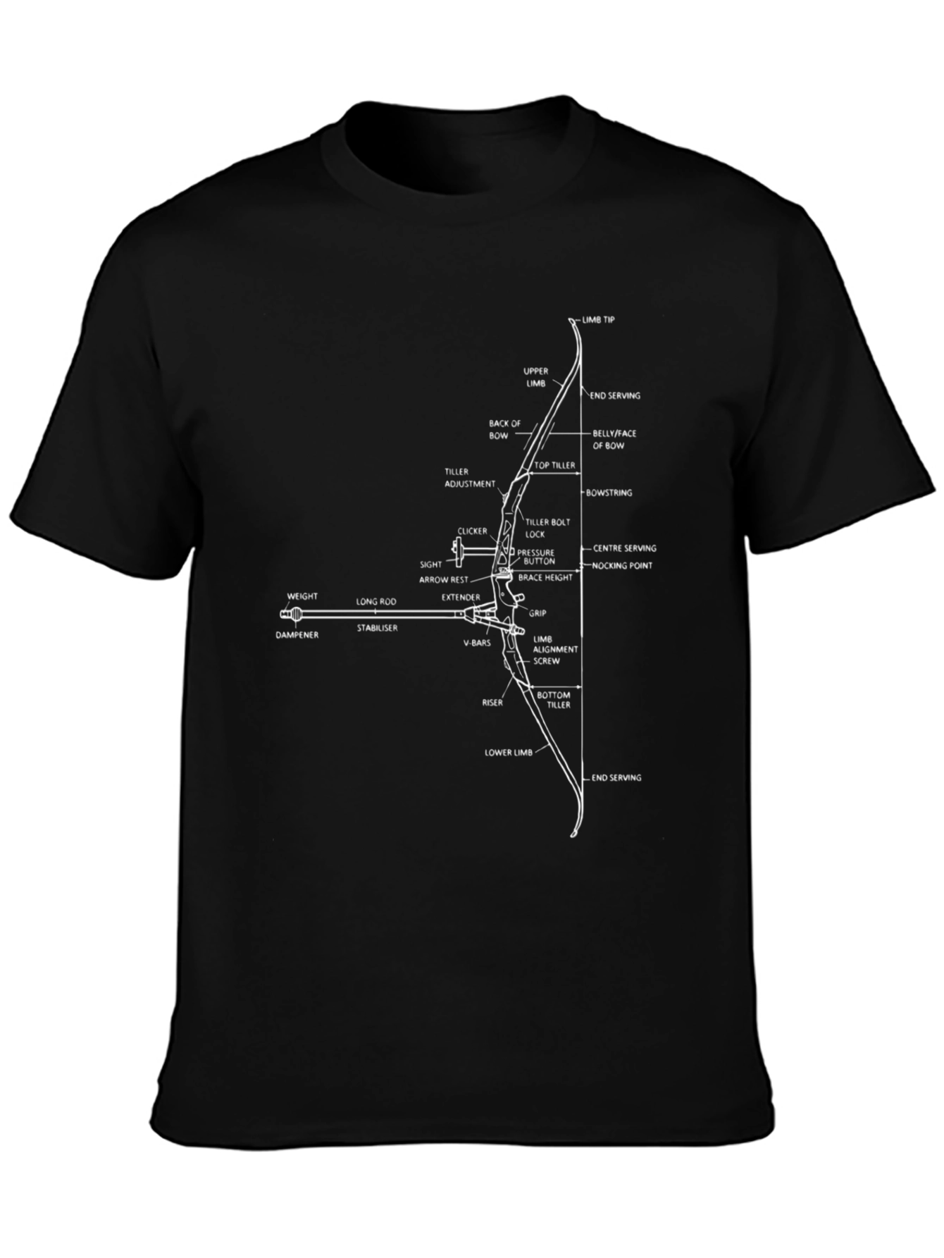 Archery Bow Diagram T-Shirt - Black