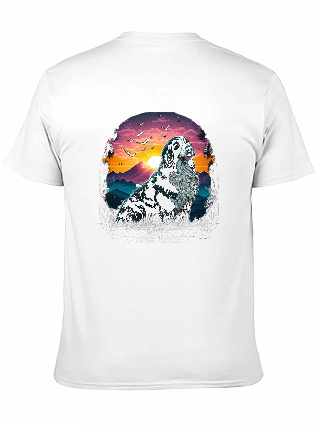 Dog Sunset T-Shirt | Mens Crew Neck Tee