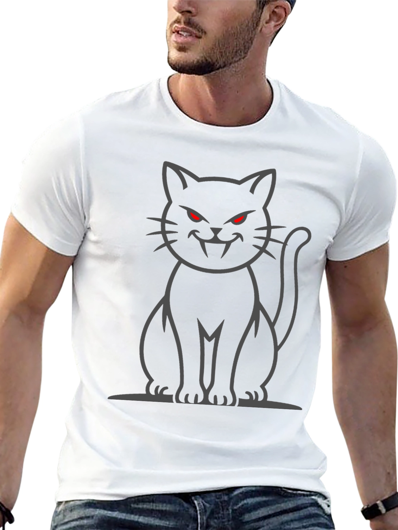 Black Cat Vampire Graphic T-Shirt