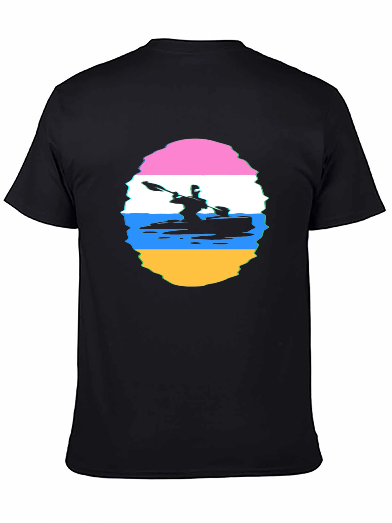 Kayaking Sunset Graphic Tee - Black Cotton T-Shirt