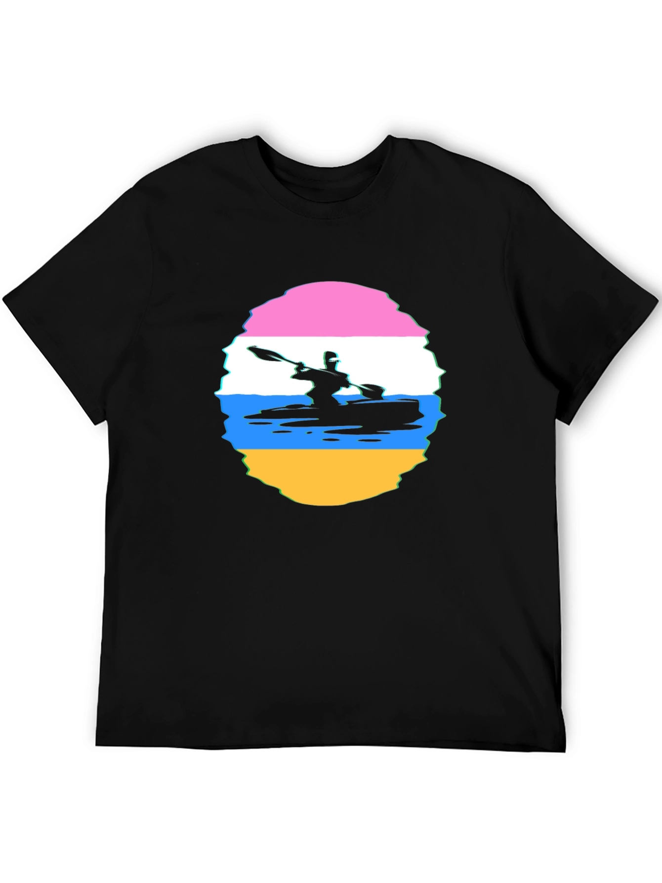 Kayaking Sunset Graphic Tee - Black Cotton T-Shirt