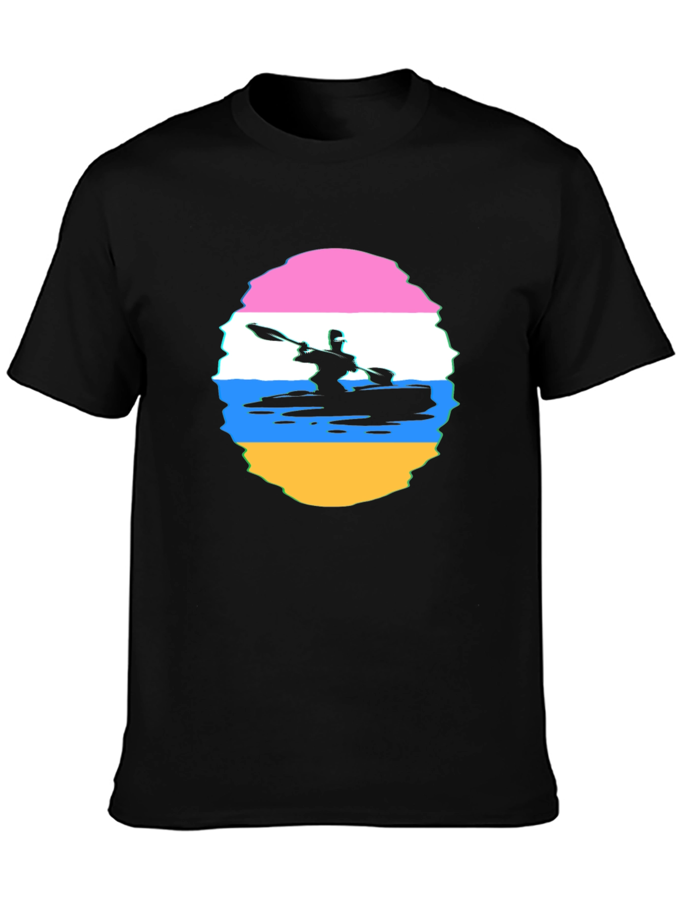 Kayaking Sunset Graphic Tee - Black Cotton T-Shirt