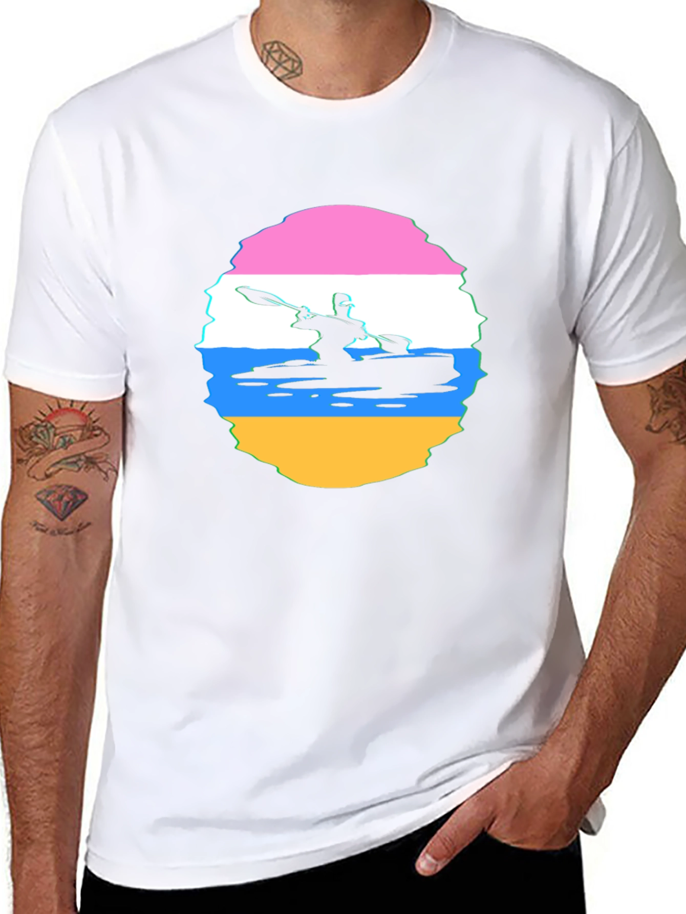Kayaking Sunset Graphic Tee - Black Cotton T-Shirt