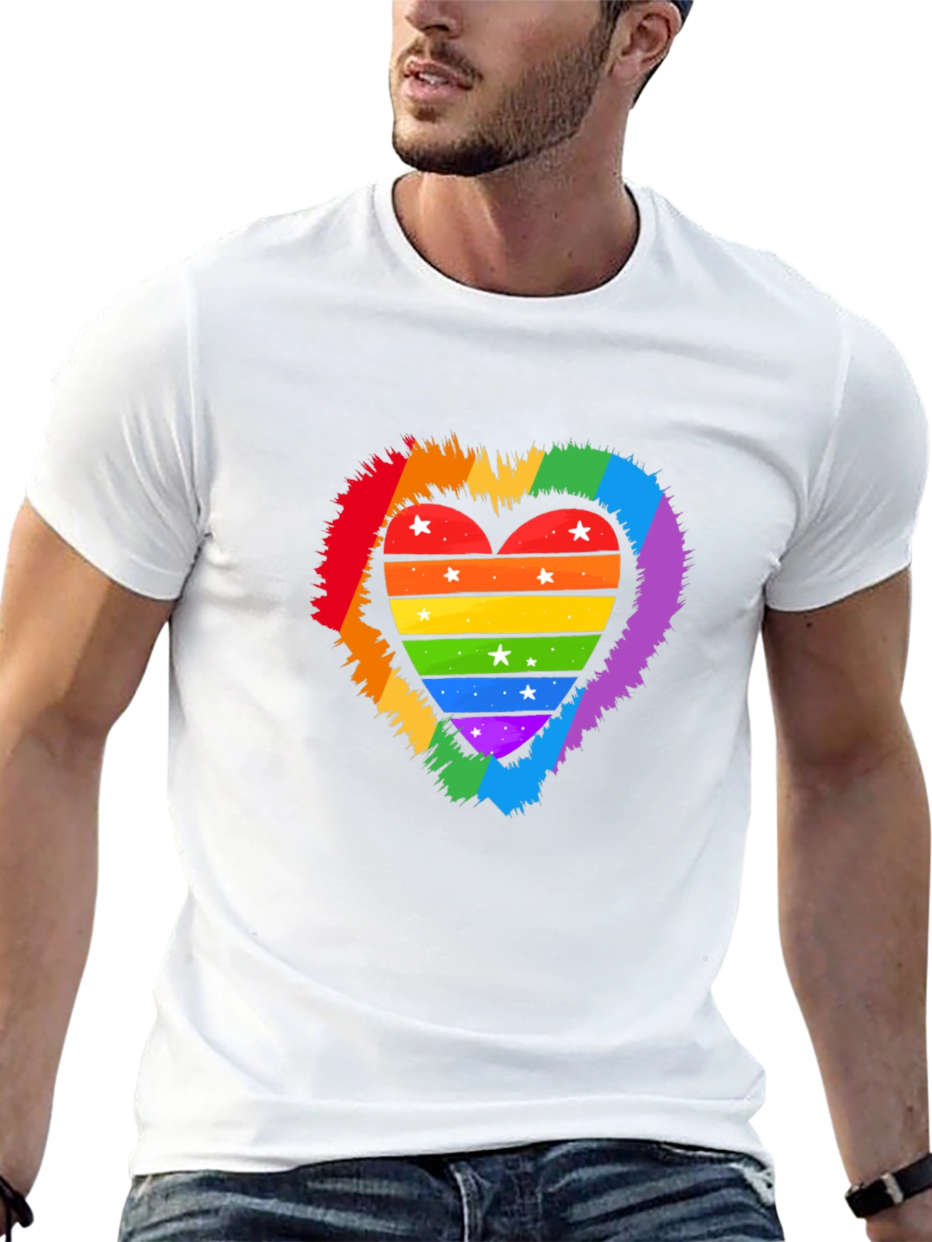 Rainbow Heart Pride T-Shirt - Black