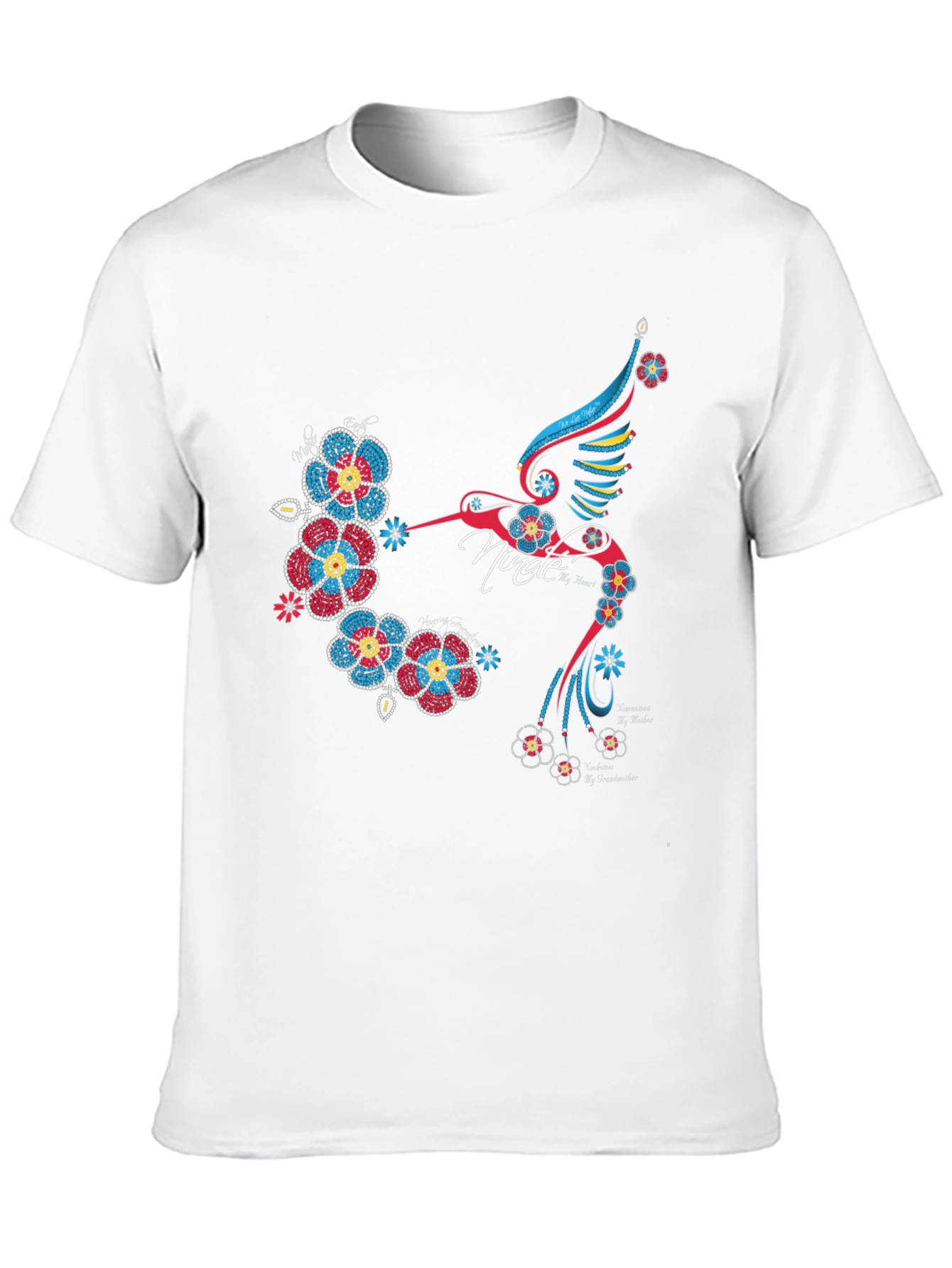 Hummingbird Floral Graphic Print Black T-Shirt