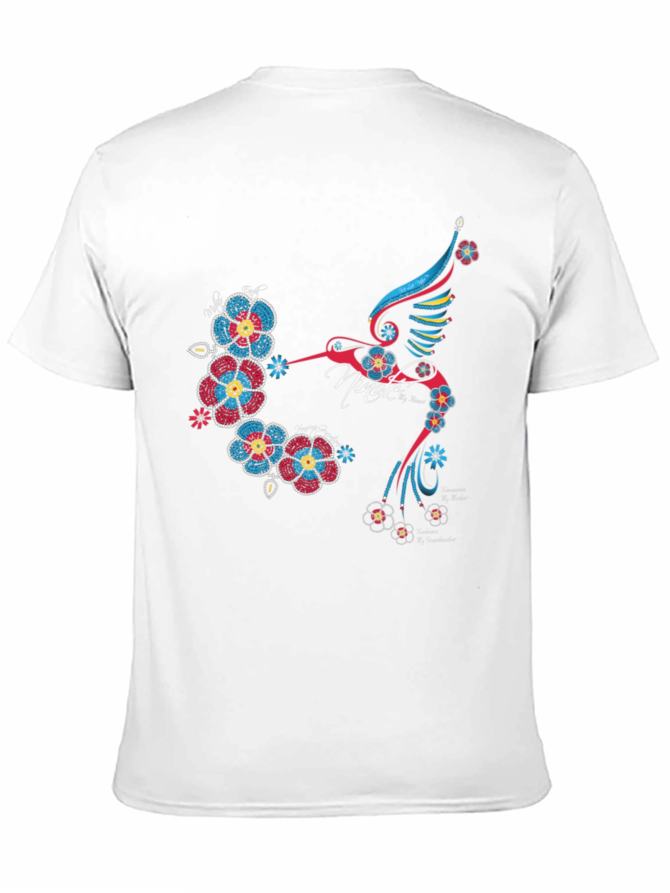 Hummingbird Floral Graphic Print Black T-Shirt