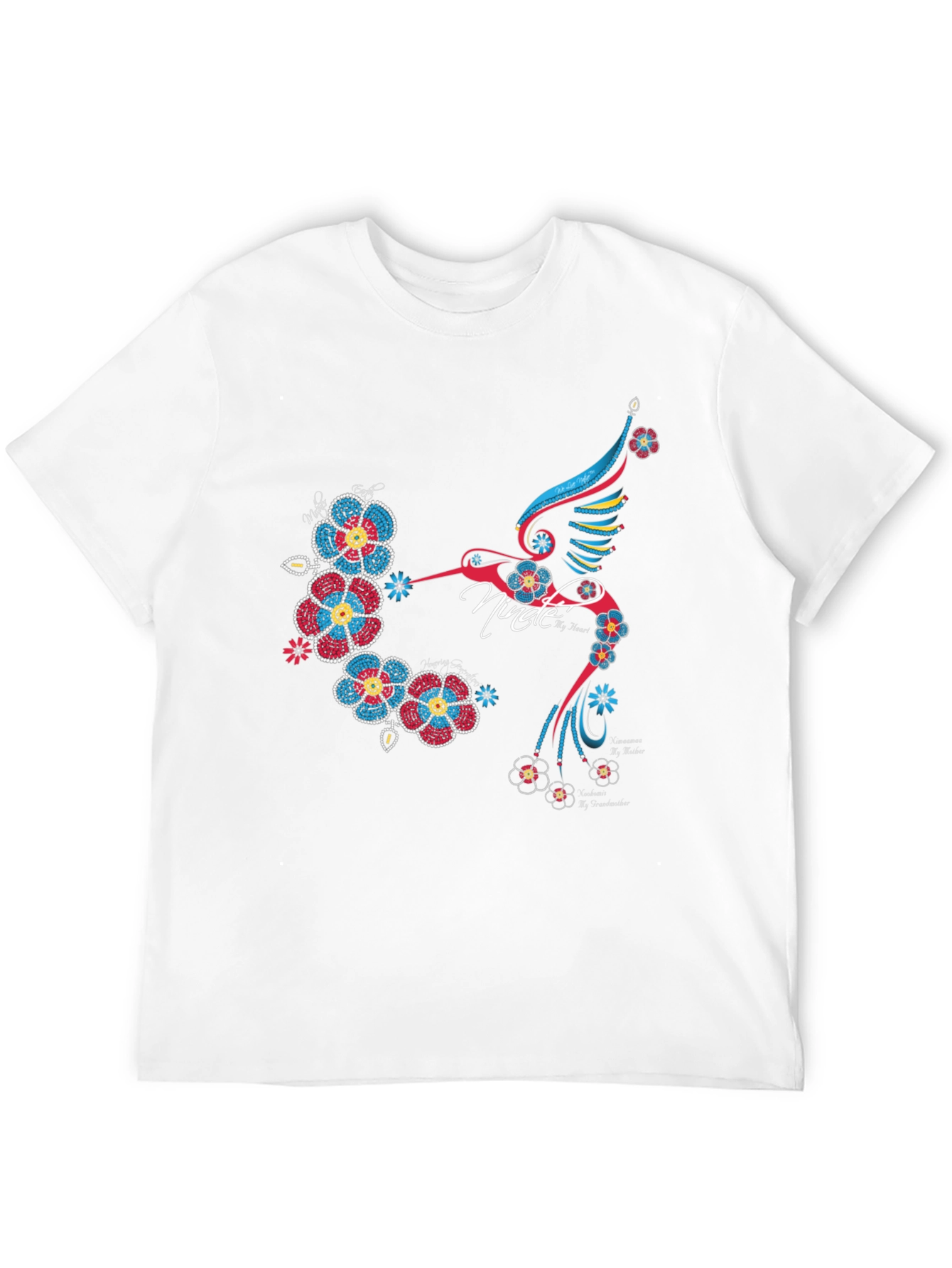 Hummingbird Floral Graphic Print Black T-Shirt