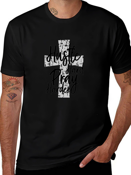 Hustle Hard Pray Harder Mens Graphic Tee