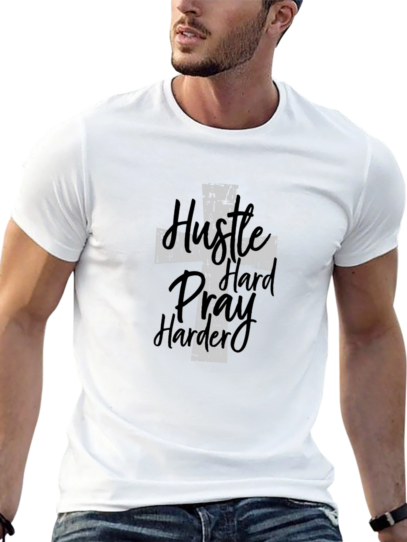 Hustle Hard Pray Harder Mens Graphic Tee