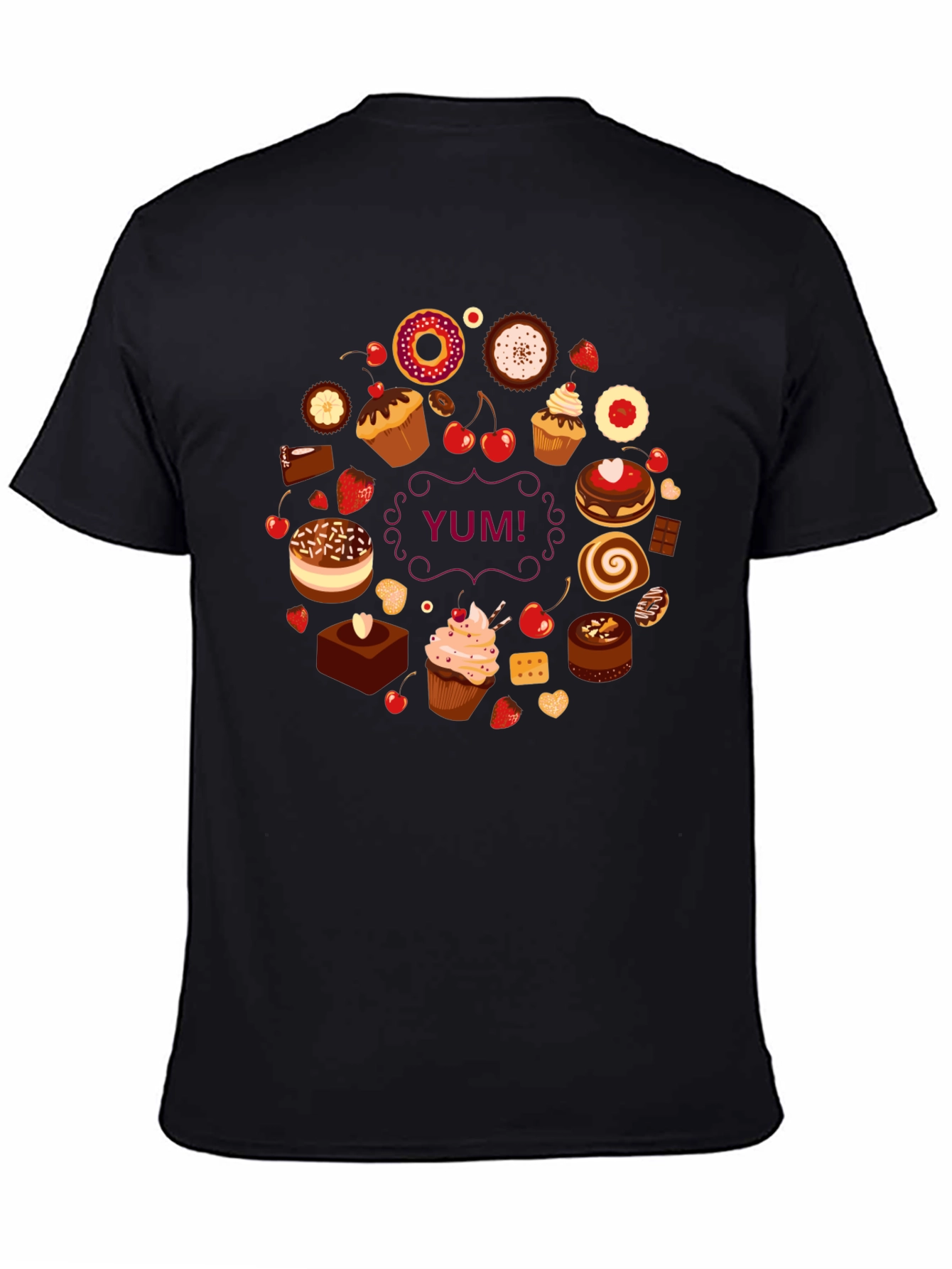 Sweet Treats Black T-Shirt - Yum!