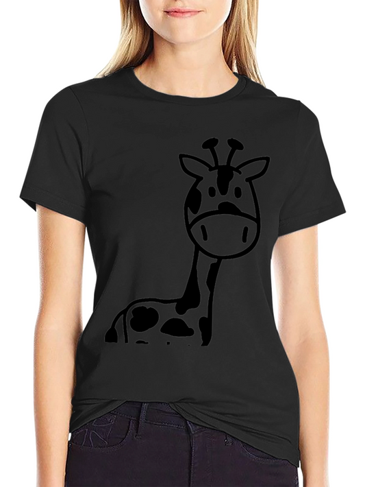 Giraffe Graphic Tee - Casual Black T-Shirt