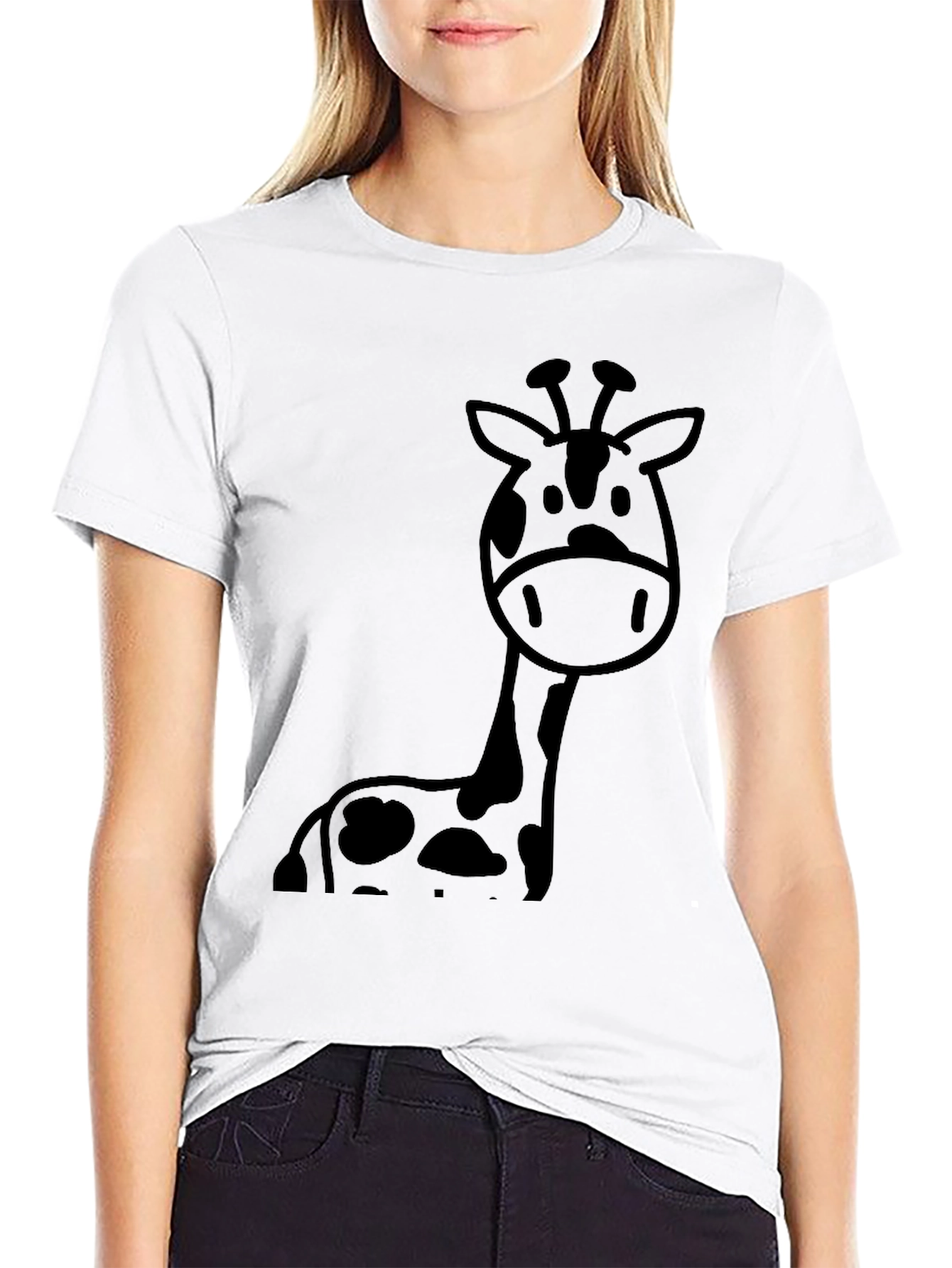 Giraffe Graphic Tee - Casual Black T-Shirt