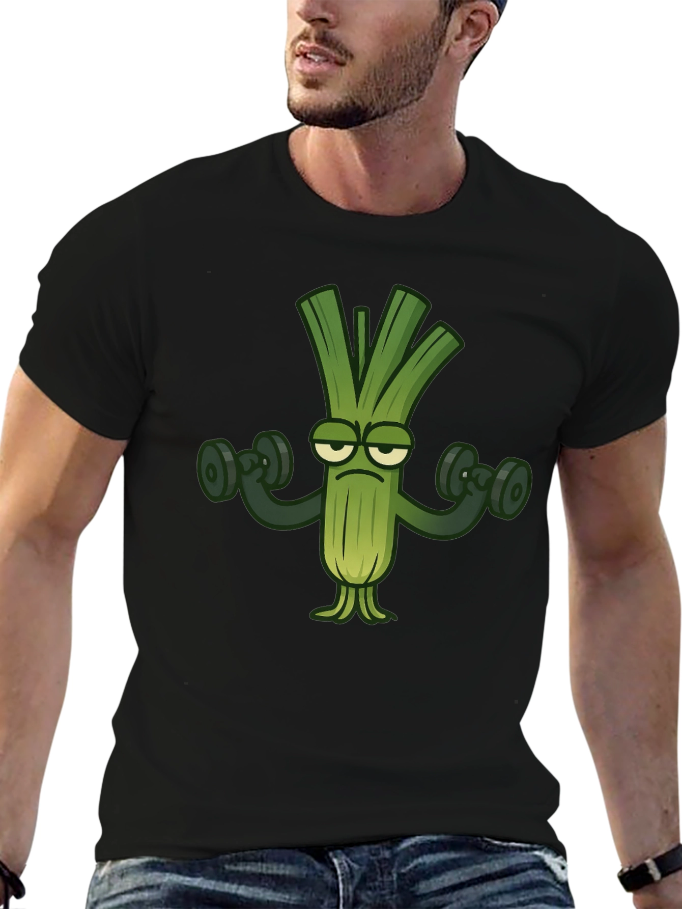 Funny Leek Lifting Weights T-Shirt