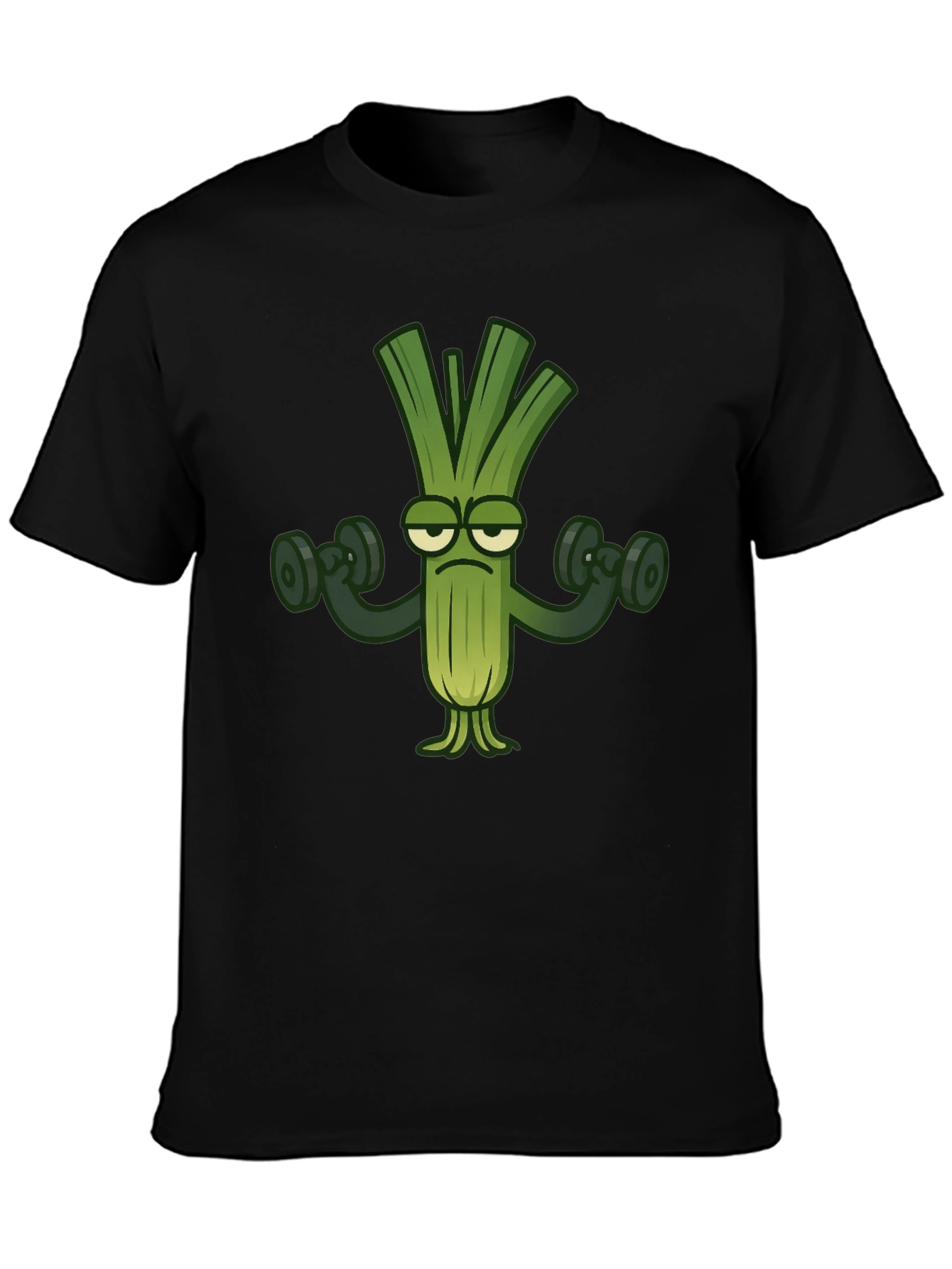 Funny Leek Lifting Weights T-Shirt