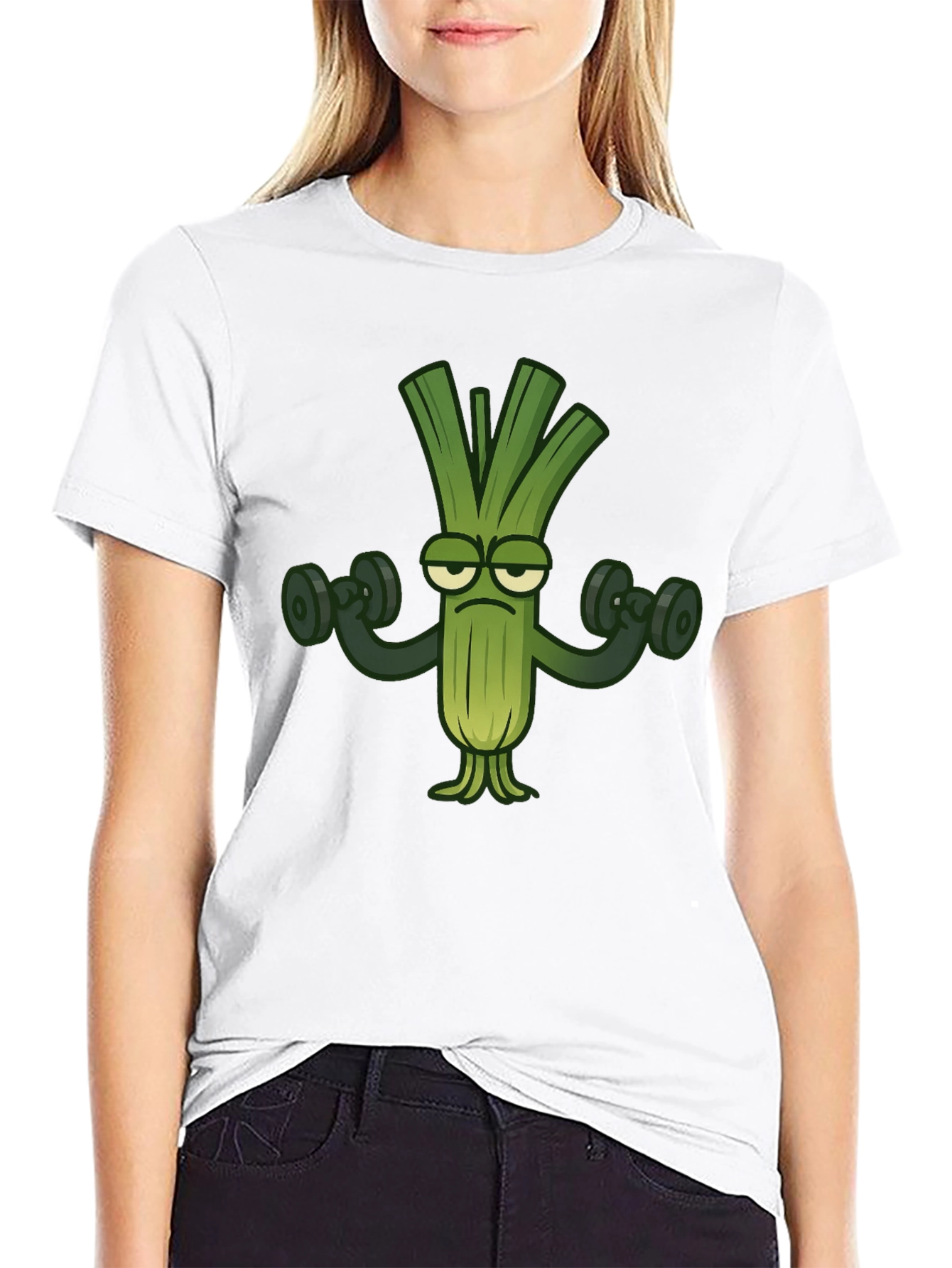 Funny Leek Lifting Weights T-Shirt