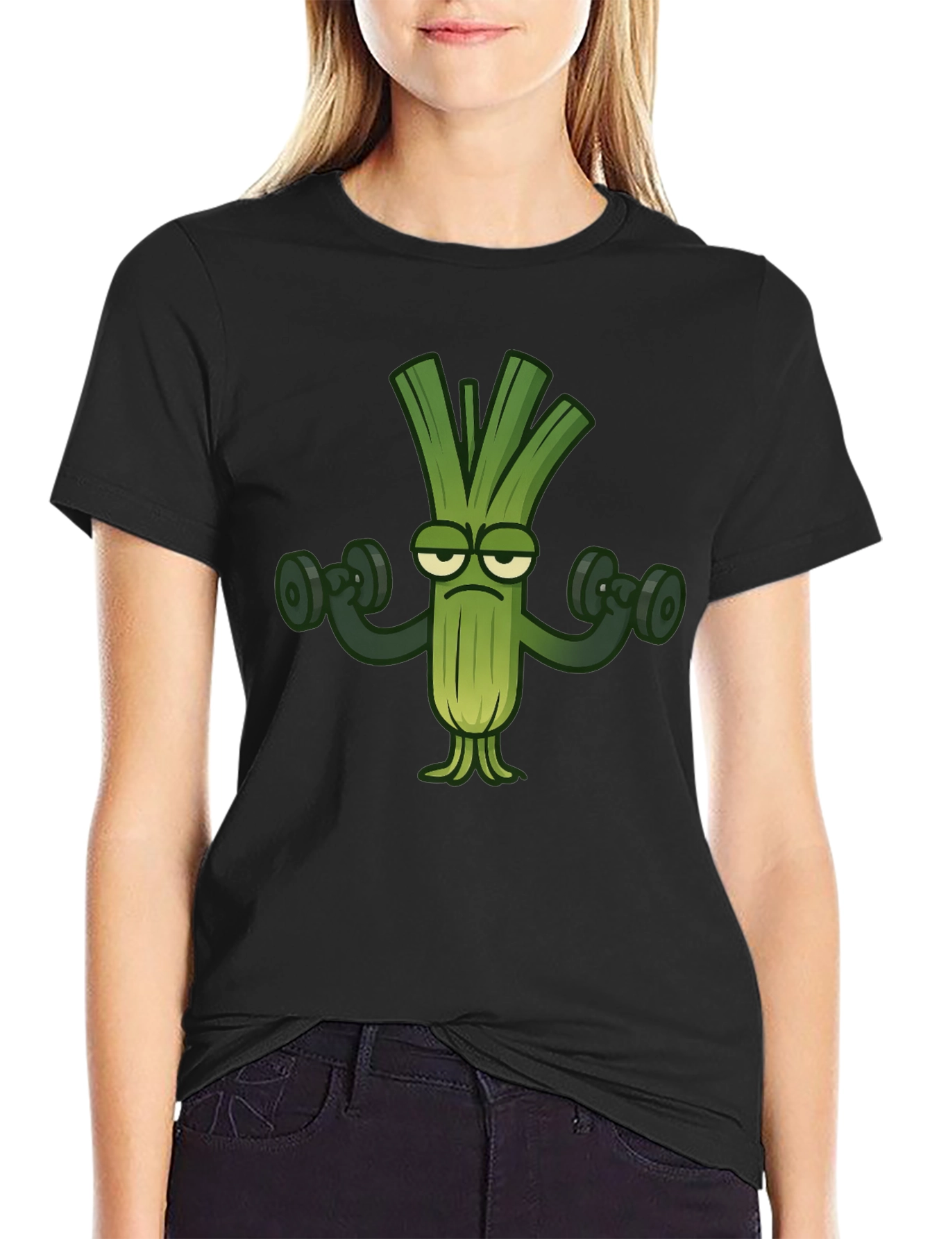 Funny Leek Lifting Weights T-Shirt