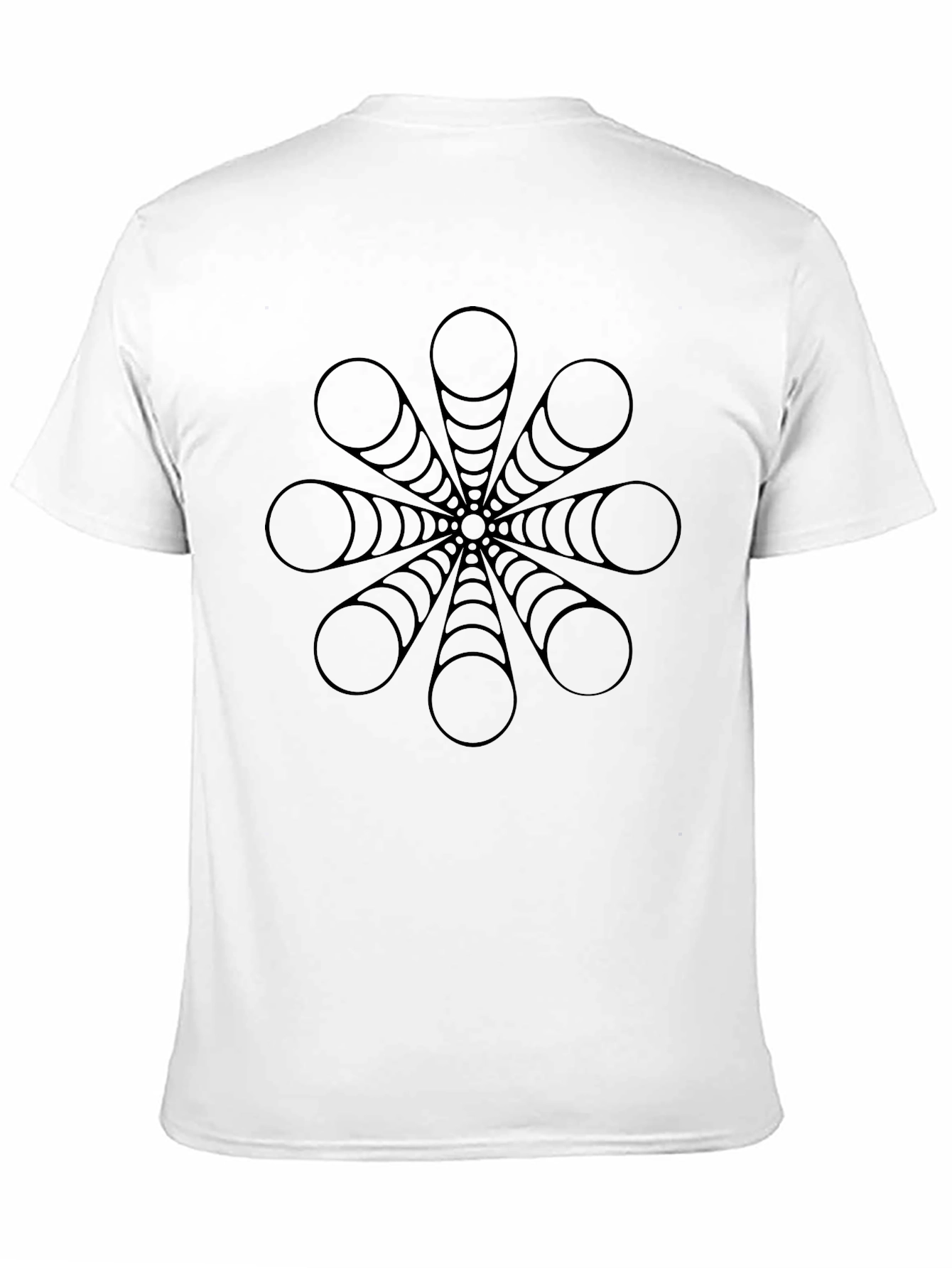 Geometric Circle Burst Design Black T-Shirt