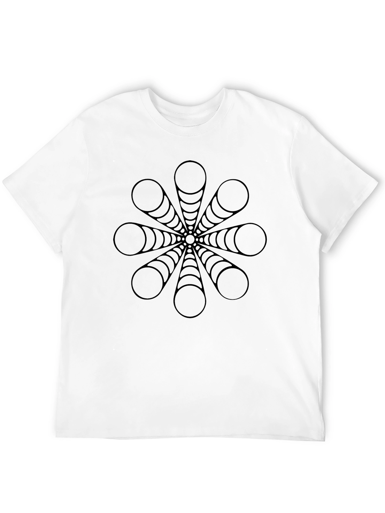 Geometric Circle Burst Design Black T-Shirt