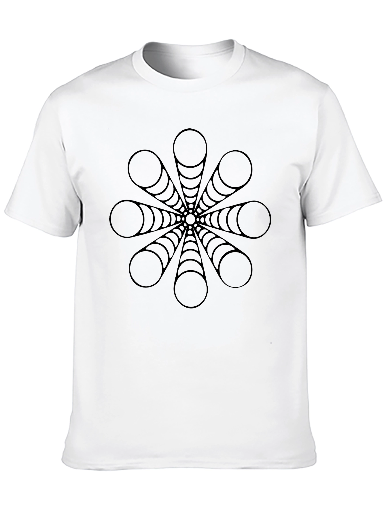 Geometric Circle Burst Design Black T-Shirt