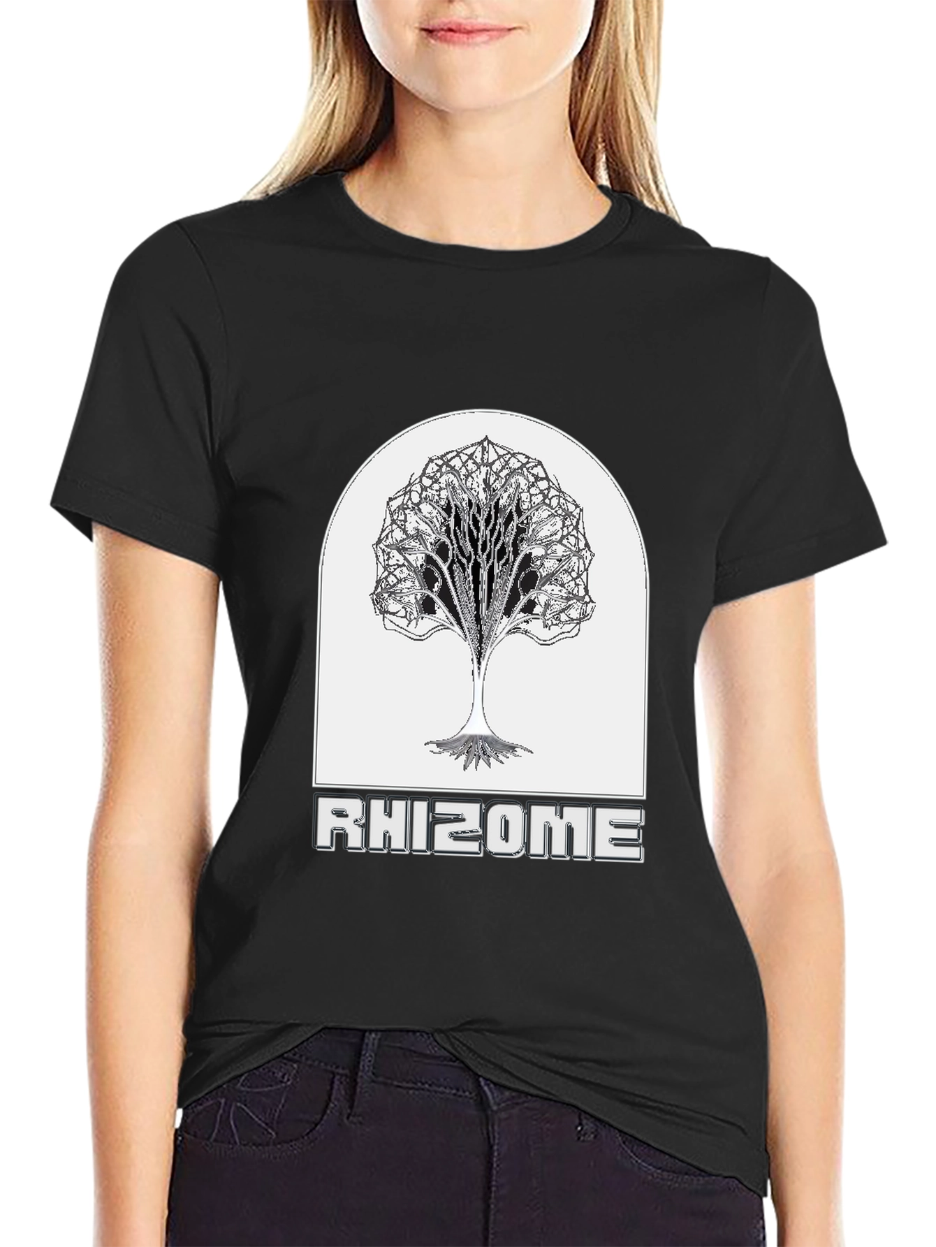 Rhizome Tree Graphic Tee - Cool Black T-Shirt