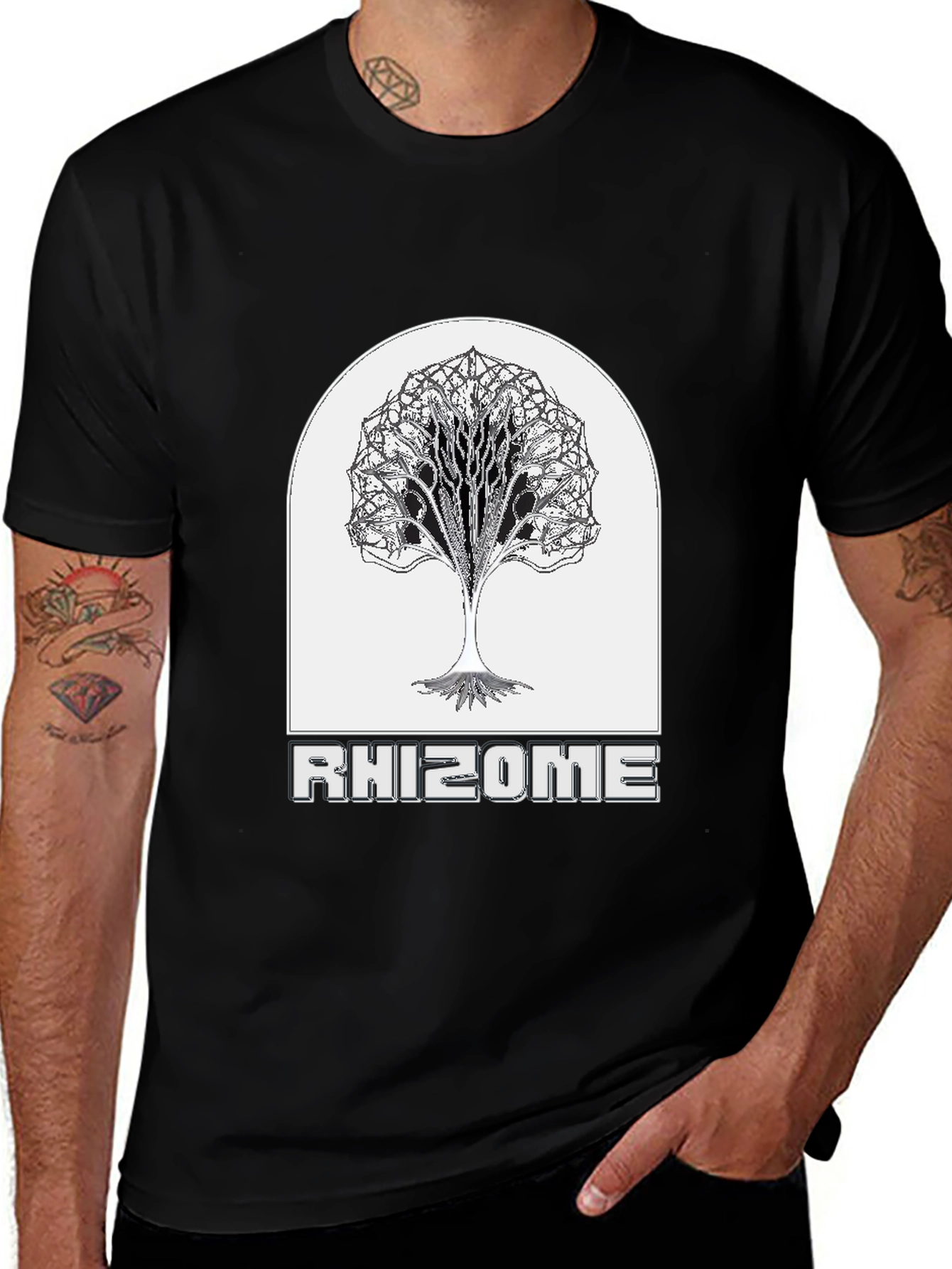 Rhizome Tree Graphic Tee - Cool Black T-Shirt