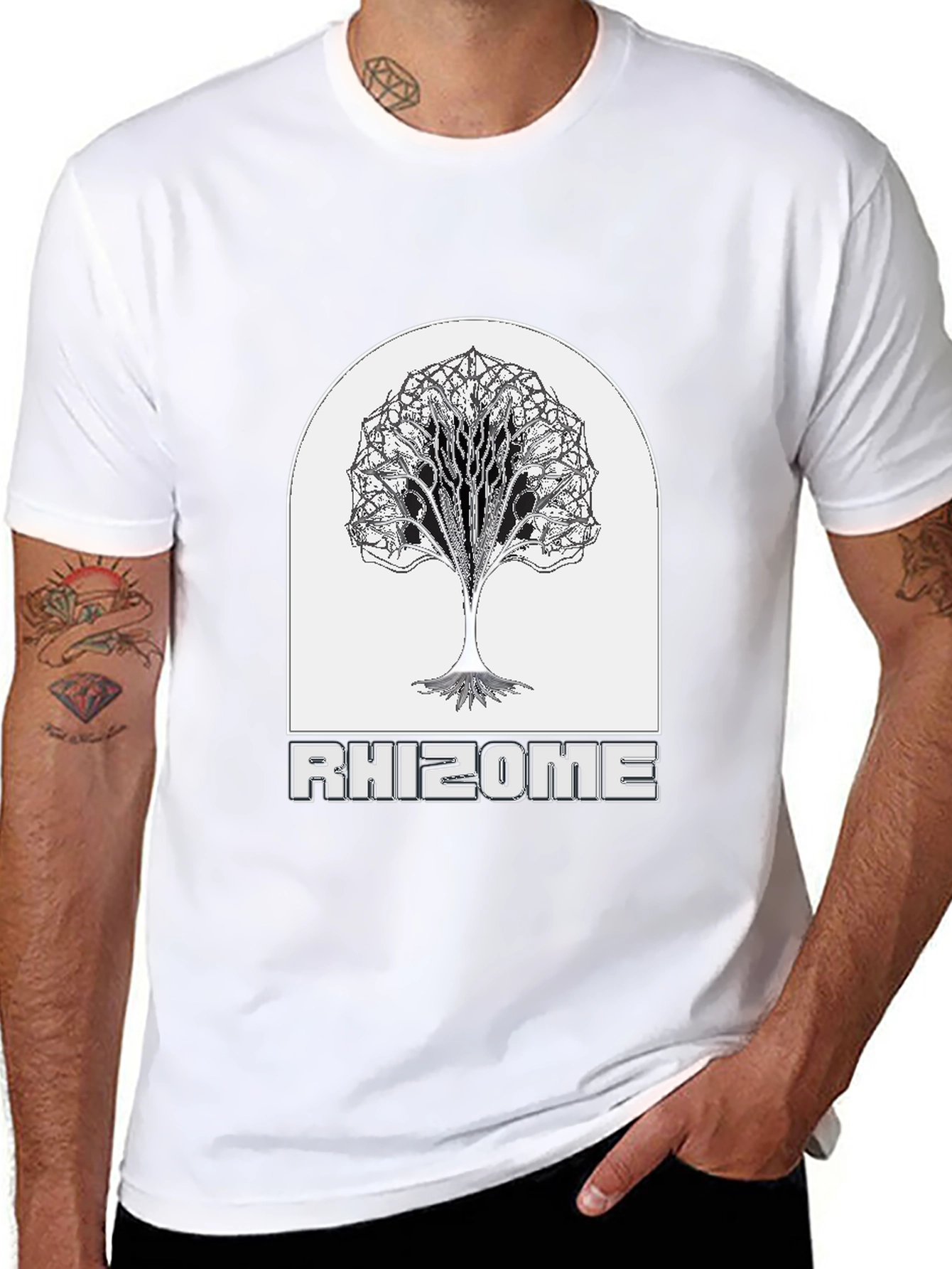 Rhizome Tree Graphic Tee - Cool Black T-Shirt