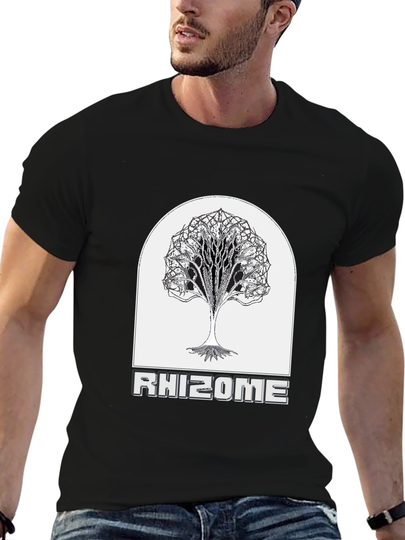 Rhizome Tree Graphic Tee - Cool Black T-Shirt