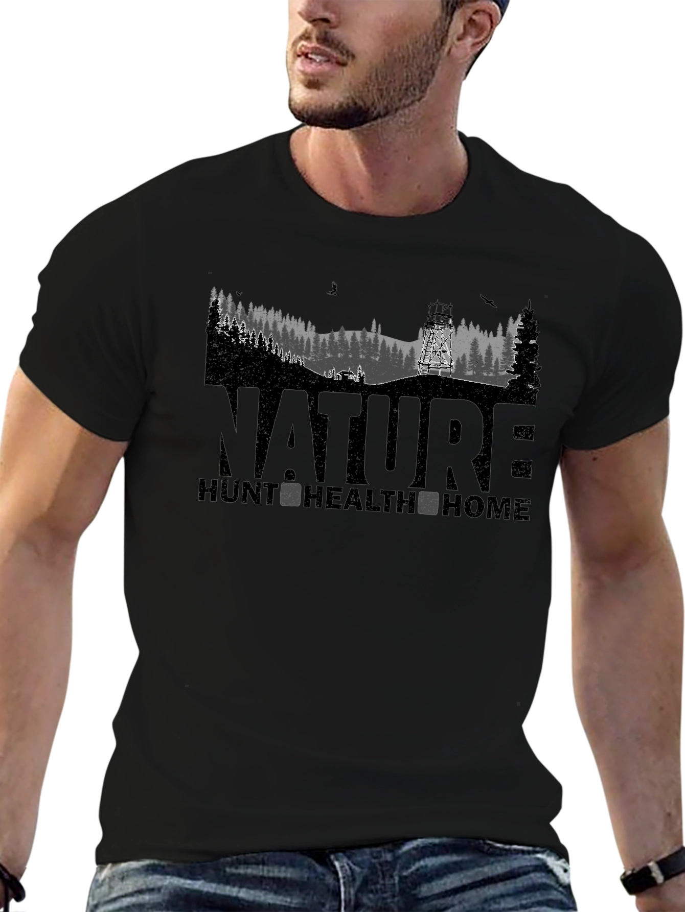 Nature Hunt Health Home Black T-Shirt