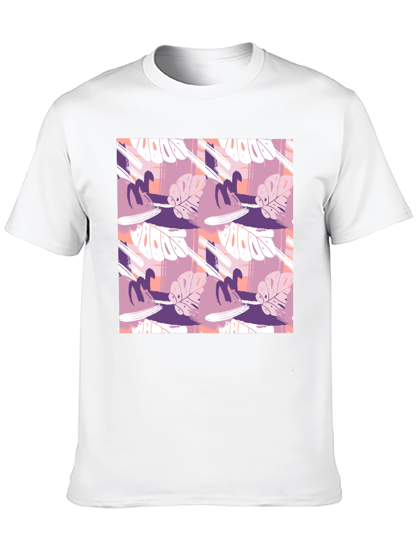 Modern Tropical Leaf Pattern Black T-Shirt