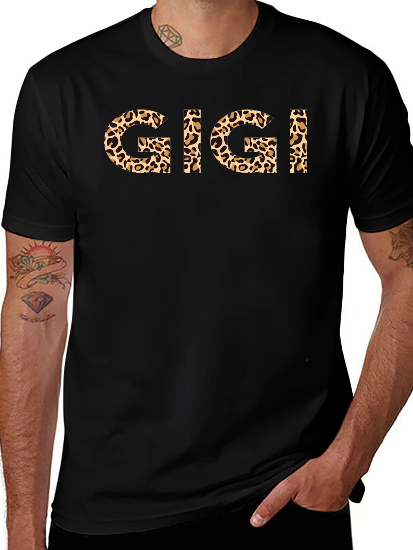 Gigi Leopard Print Graphic Black T-Shirt