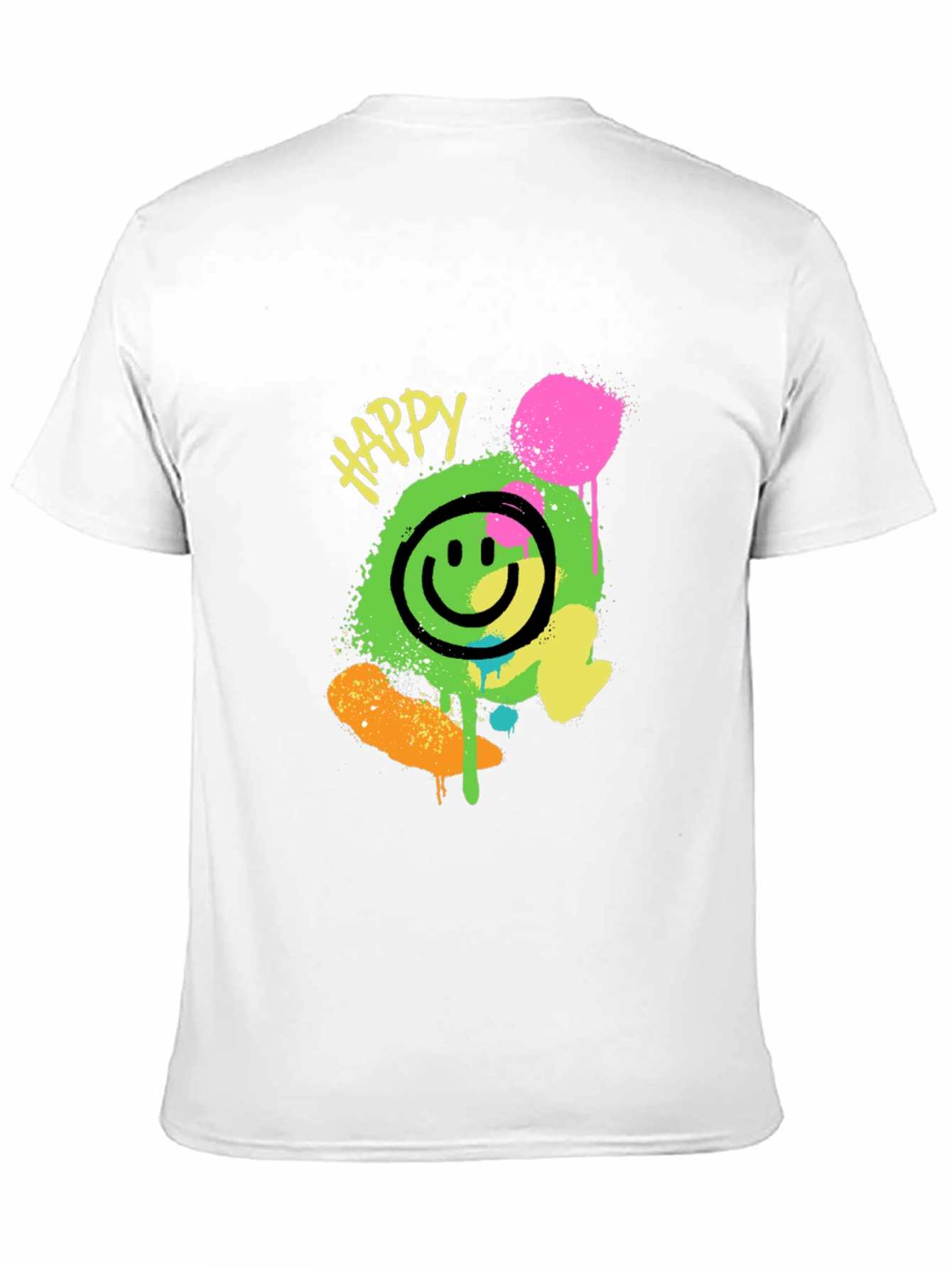 Happy Smiley Face Graphic Tee - Black