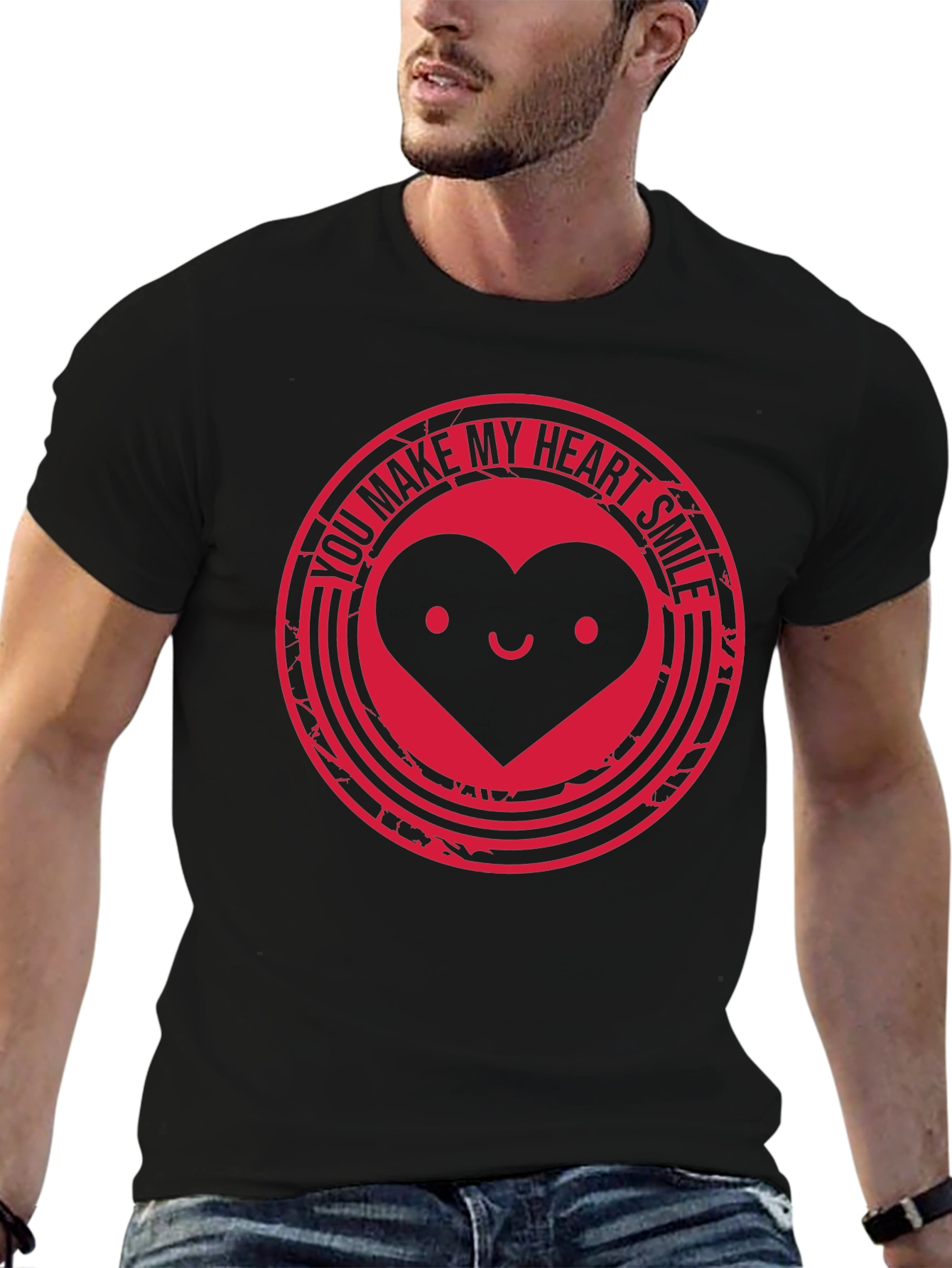 Heart Smile Graphic Tee - Black T-Shirt