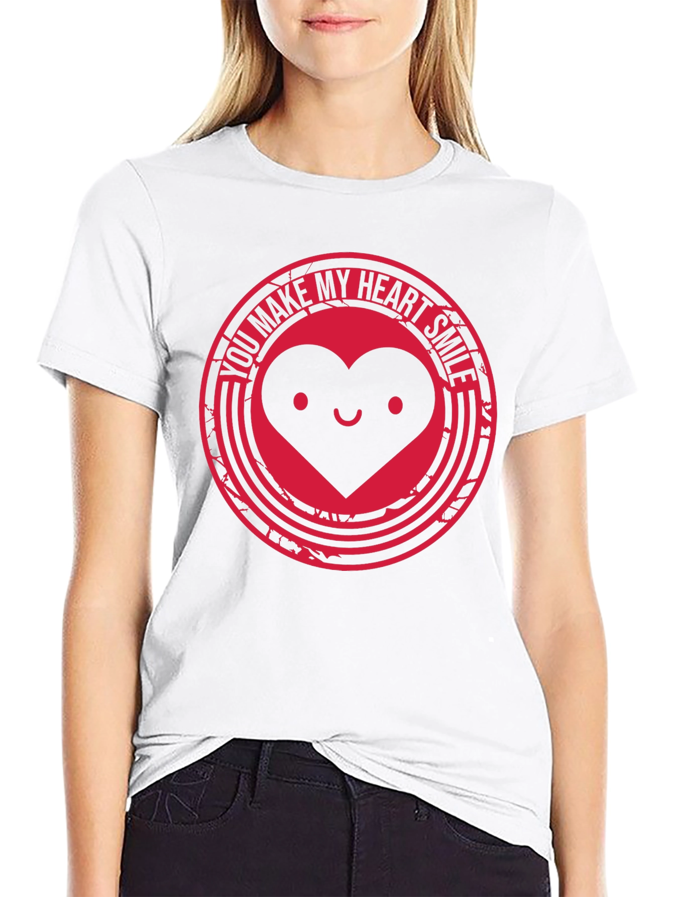 Heart Smile Graphic Tee - Black T-Shirt