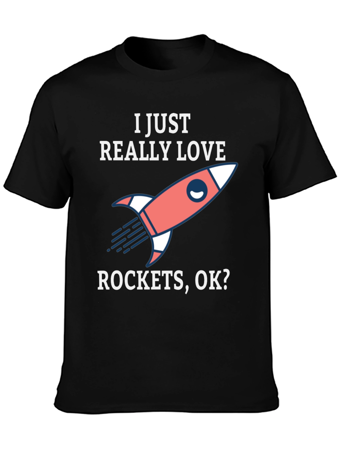 I Love Rockets Graphic Tee - Black Cotton T-Shirt