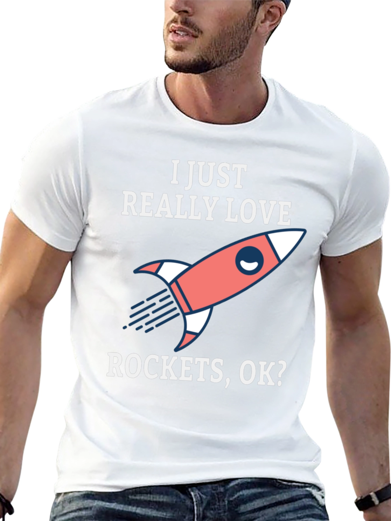 I Love Rockets Graphic Tee - Black Cotton T-Shirt