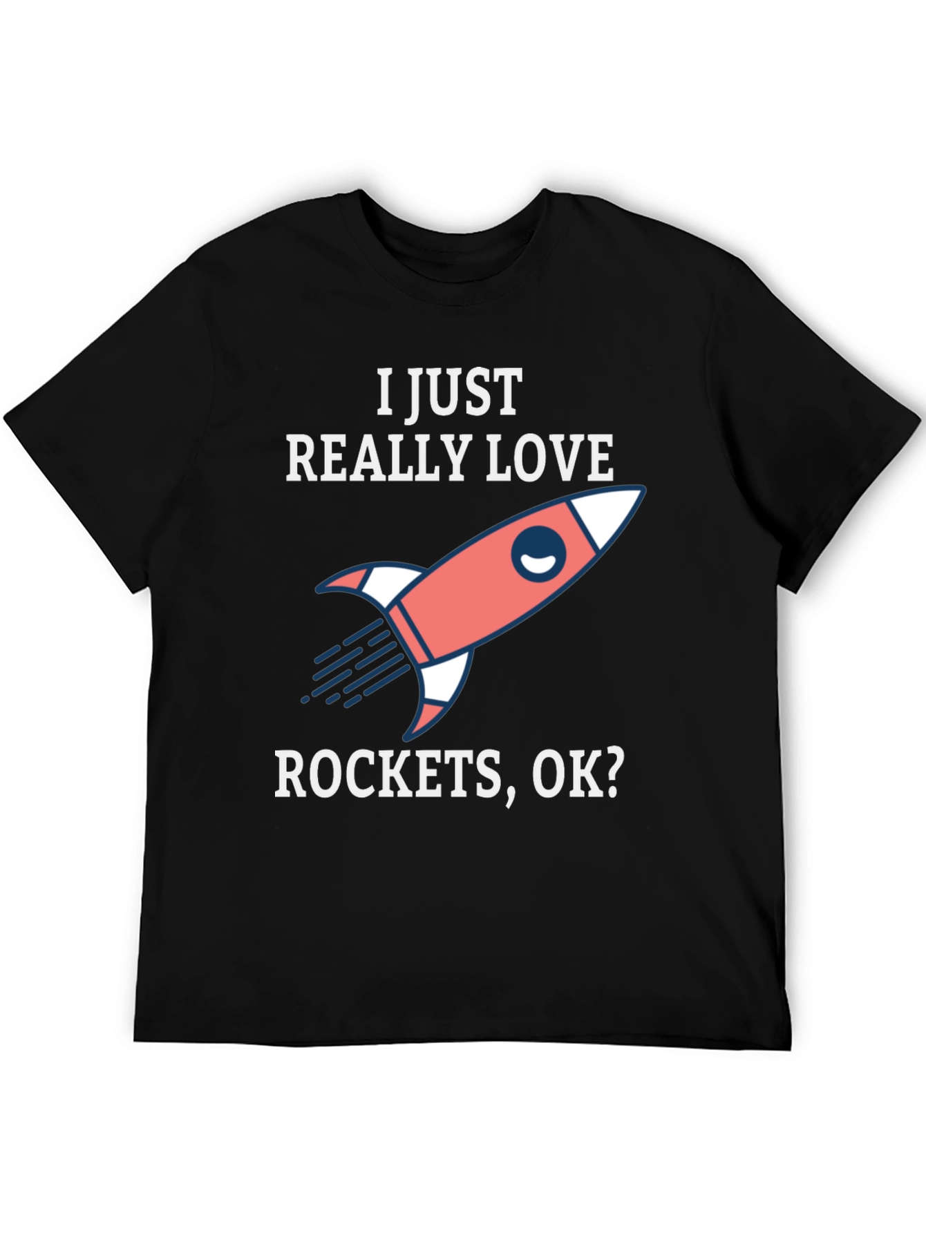 I Love Rockets Graphic Tee - Black Cotton T-Shirt