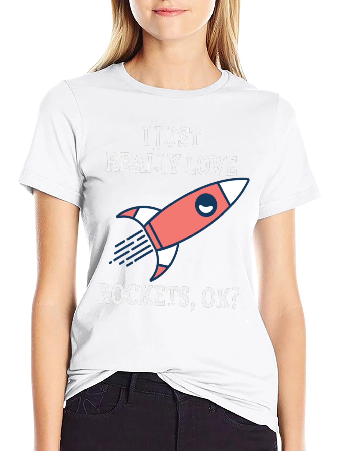 I Love Rockets Graphic Tee - Black Cotton T-Shirt