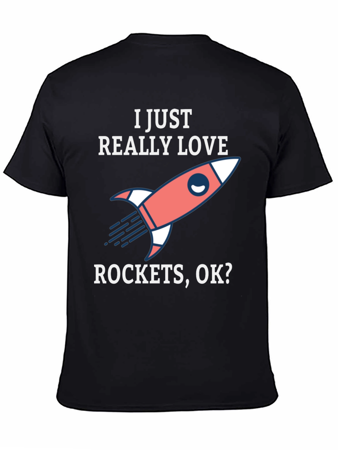 I Love Rockets Graphic Tee - Black Cotton T-Shirt