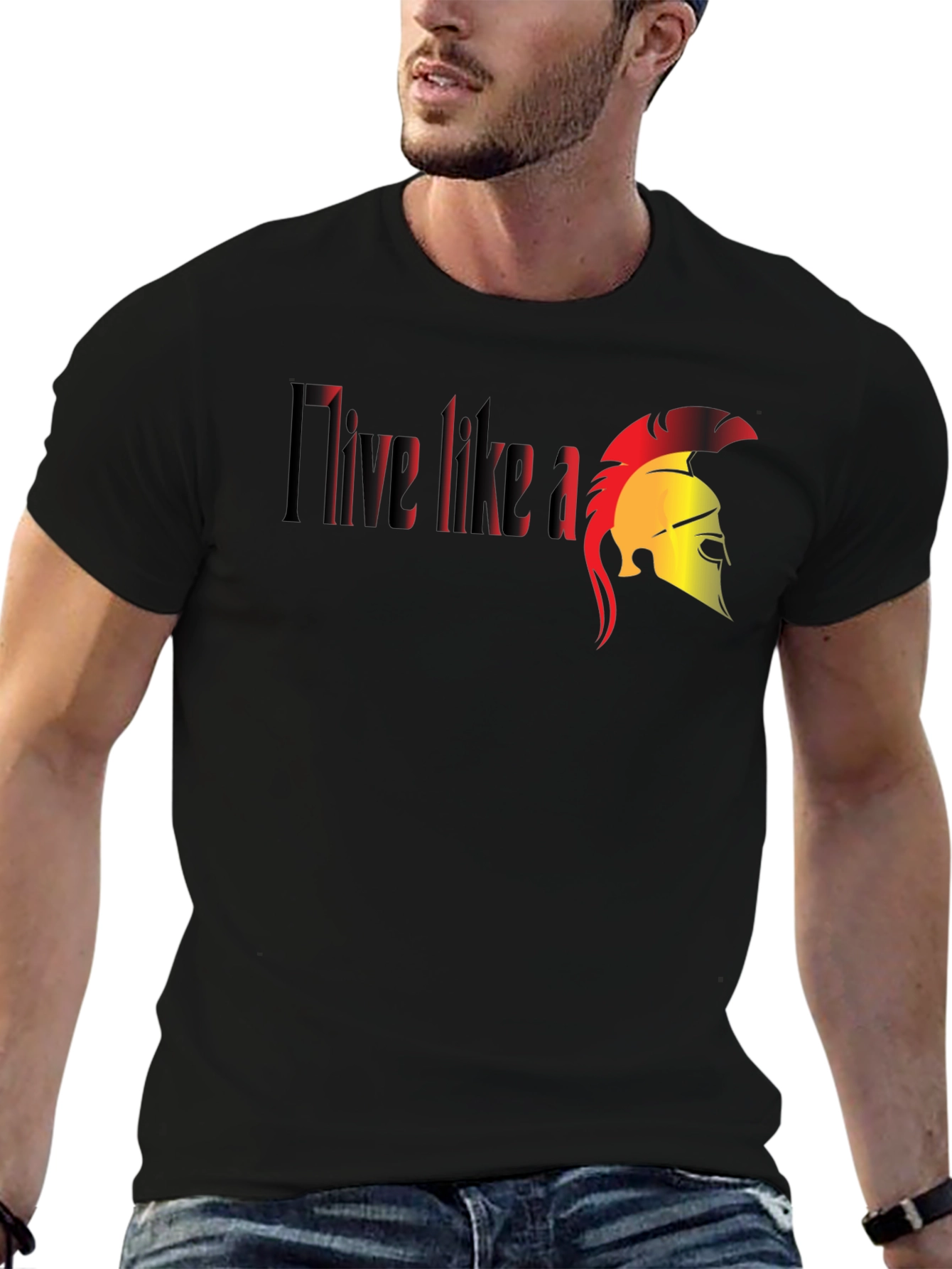 I Live Like A Spartan Black T-Shirt