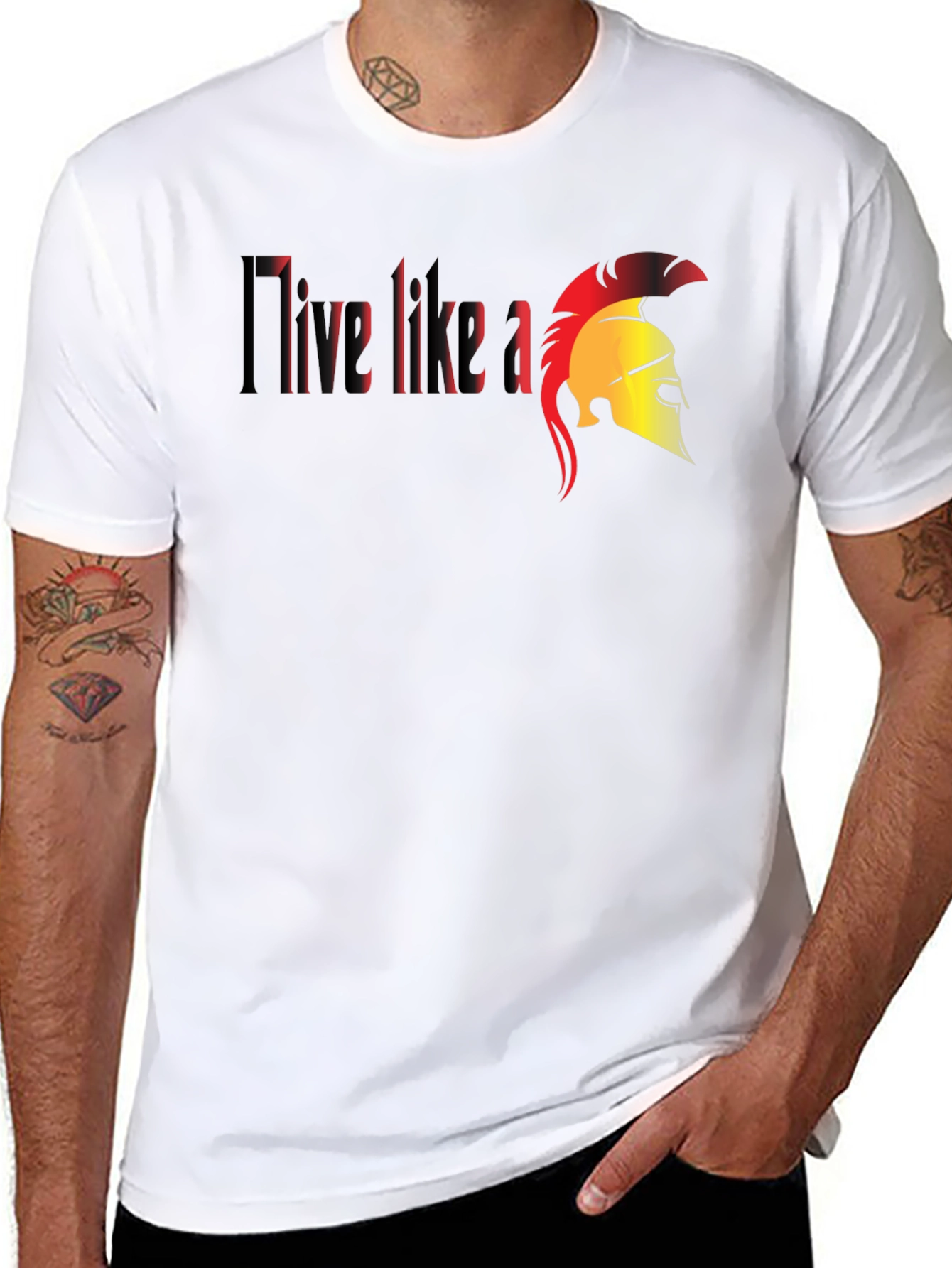 I Live Like A Spartan Black T-Shirt