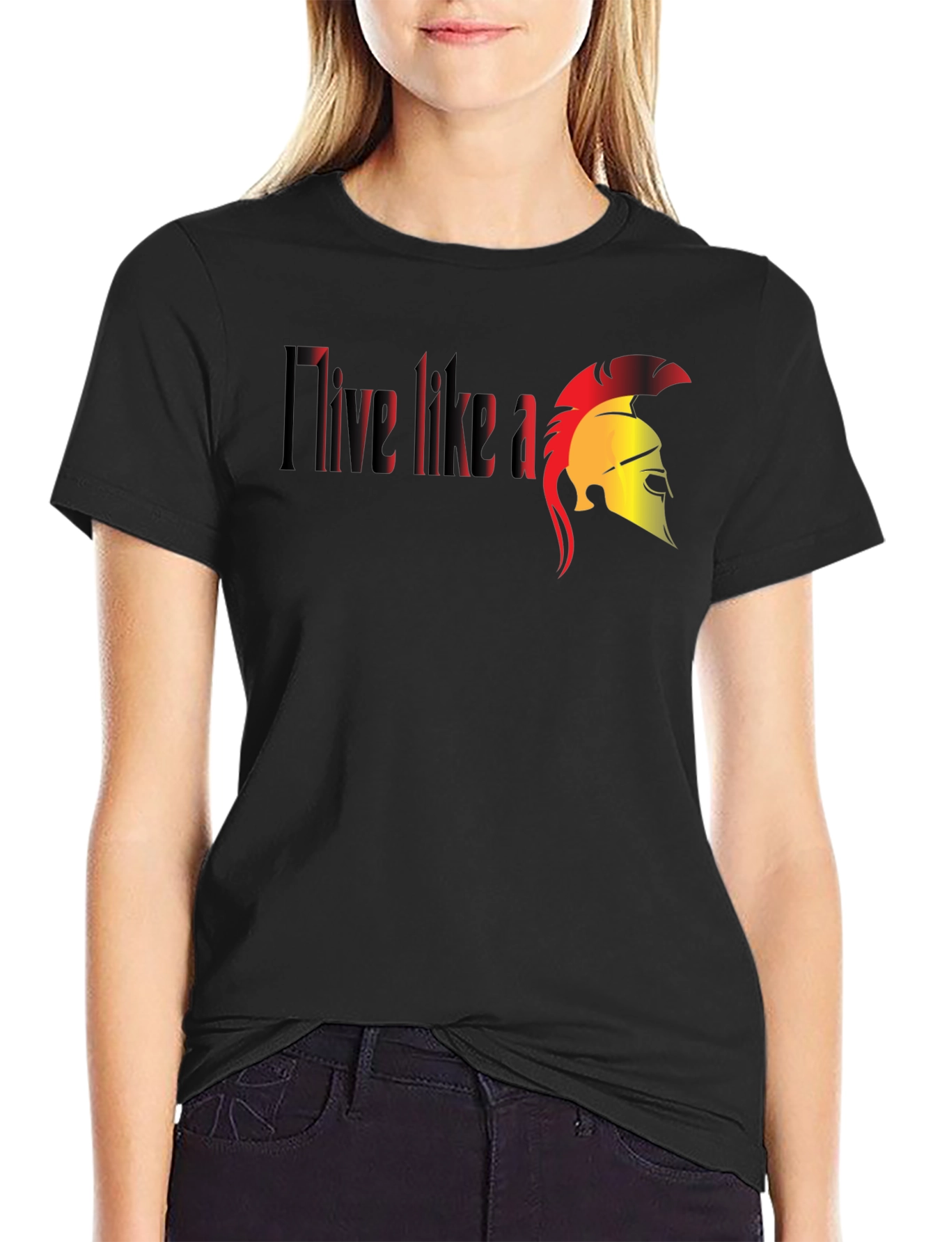 I Live Like A Spartan Black T-Shirt