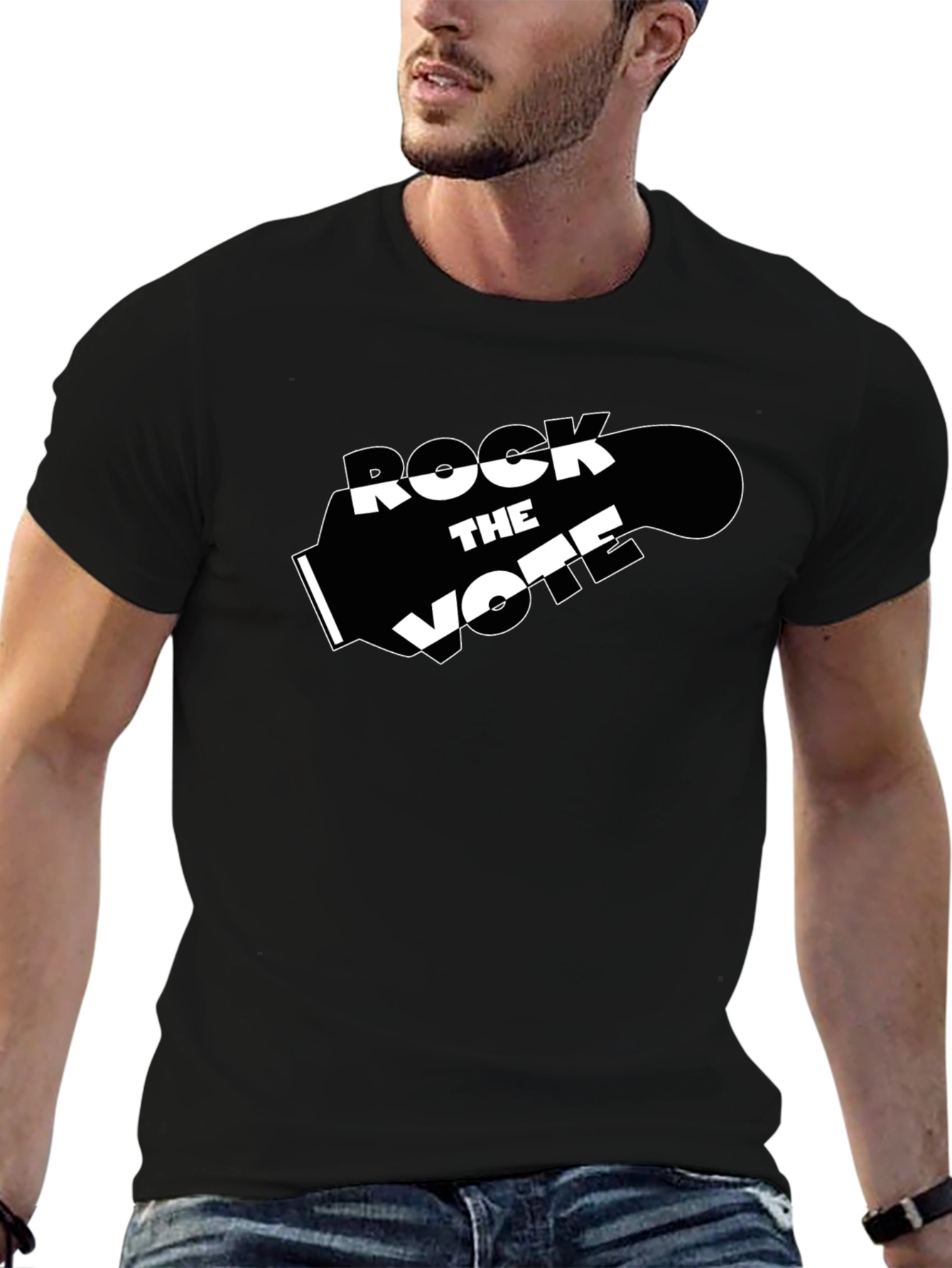 Rock the Vote Graphic Tee - Black Cotton T-Shirt